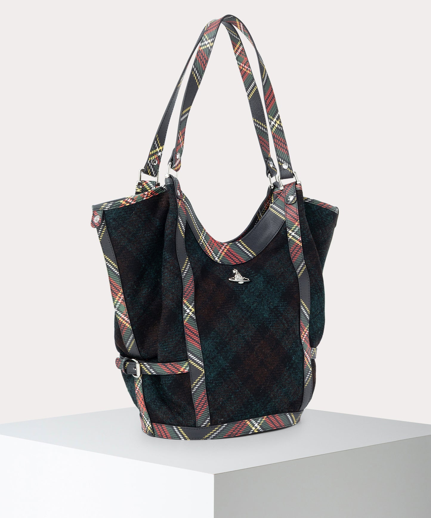HARRIS TWEED CHECK OLIVE ショルダーバッグL