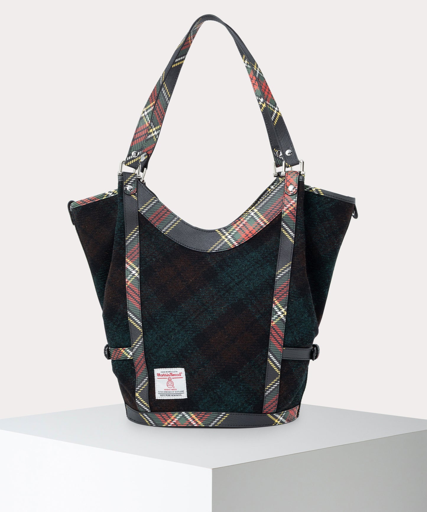 HARRIS TWEED CHECK OLIVE ショルダーバッグL