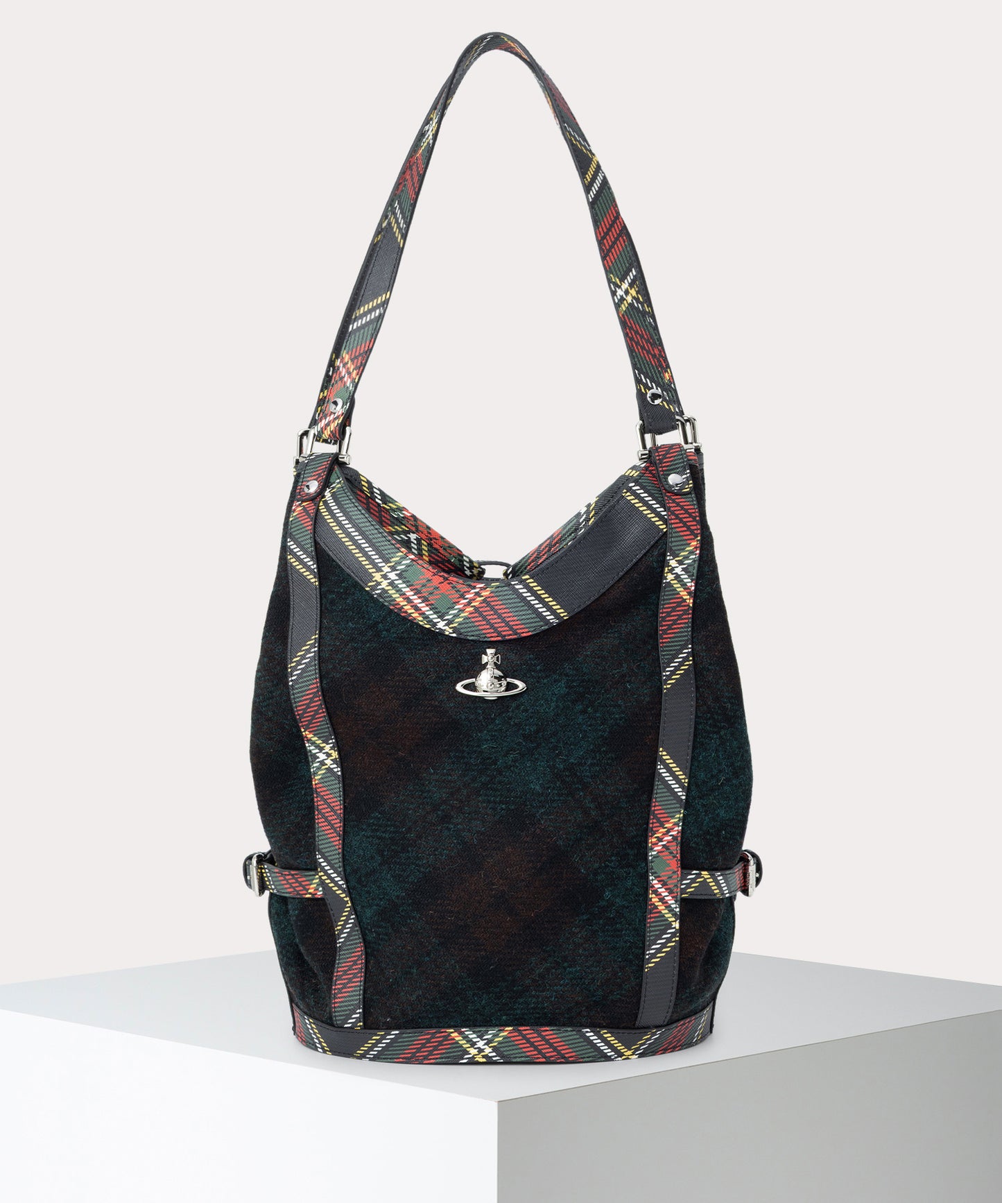 HARRIS TWEED CHECK OLIVE ショルダーバッグL
