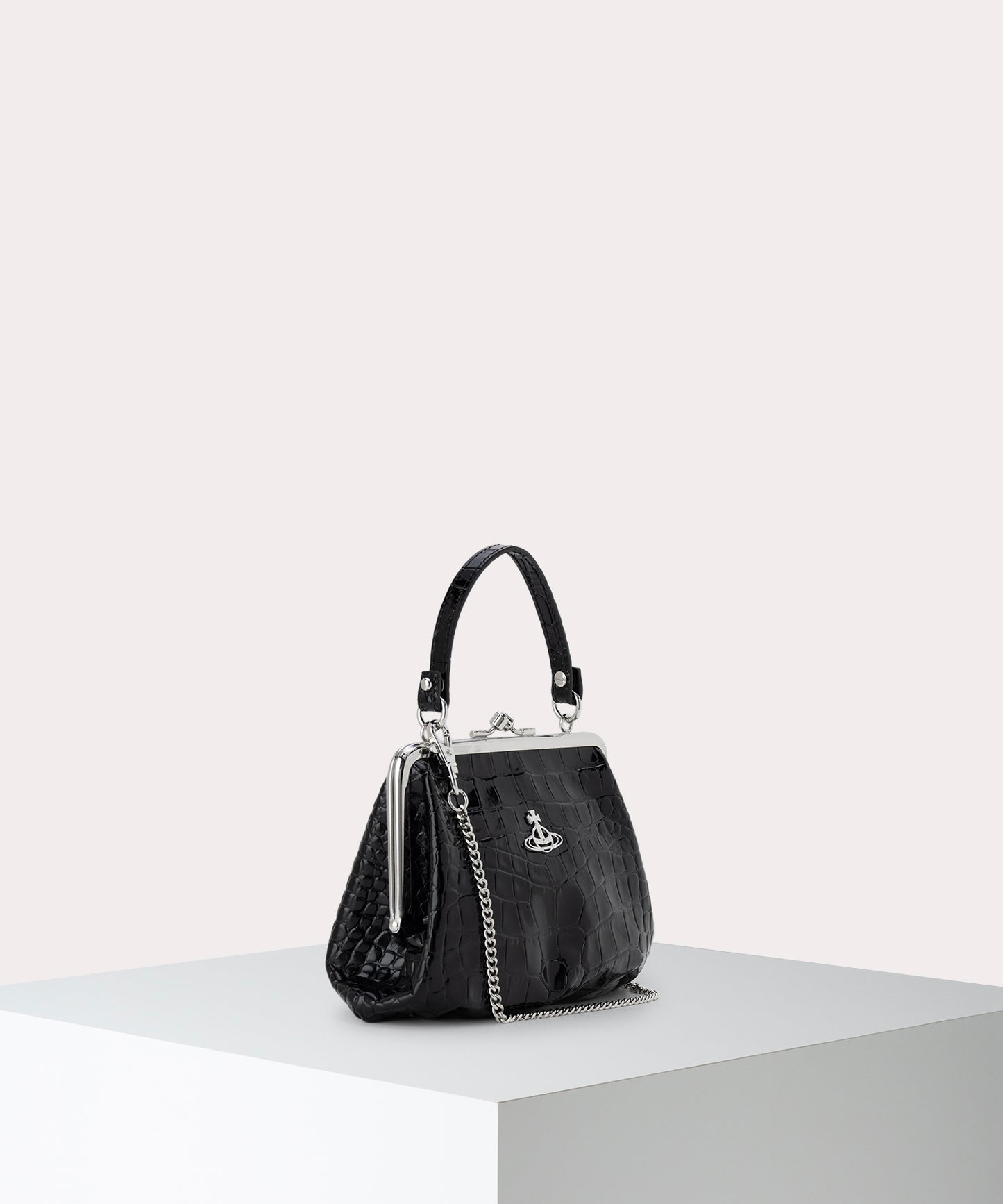 EMBOSS CROC LEATHER GRANNY 口金ショルダーバッグ