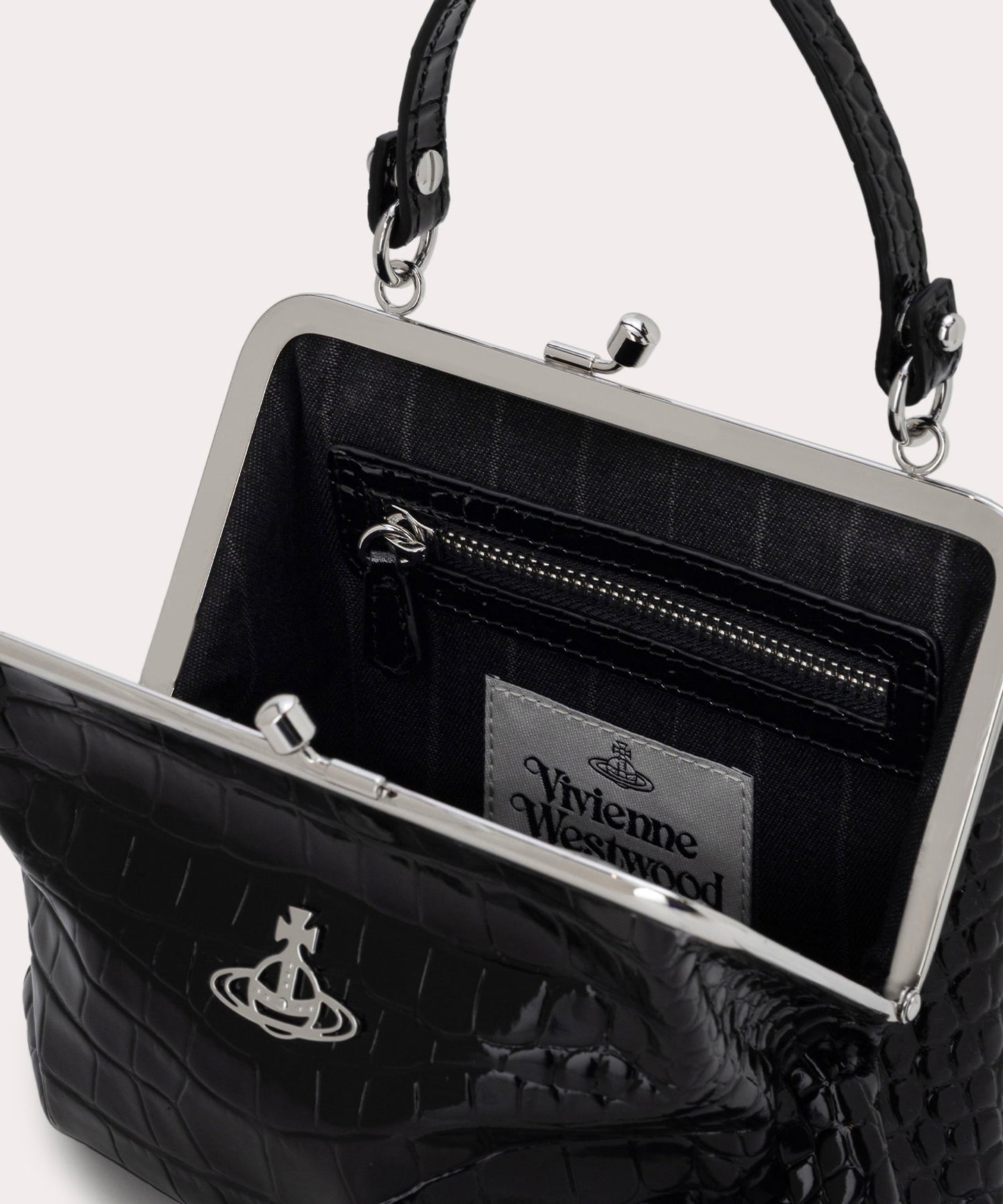 EMBOSS CROC LEATHER GRANNY 口金ショルダーバッグ