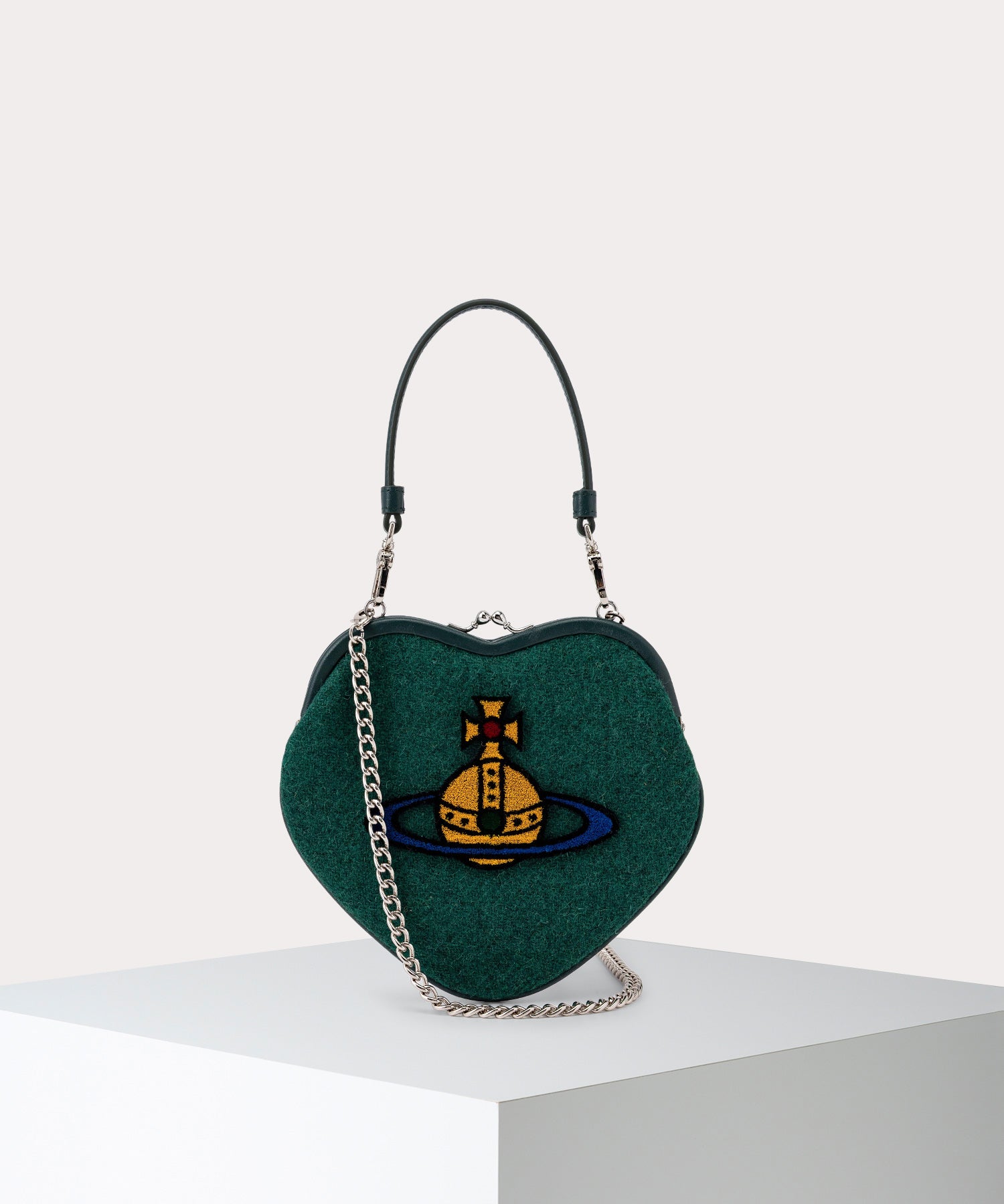 SHETLAND WOOL BELLE HEART 口金ショルダーバッグ(グリーン)（メンズ