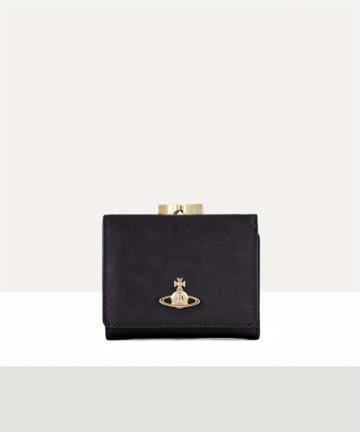 SAFFIANO PLAIN 口金三つ折り財布(ブラック)（メンズ）（1220961190