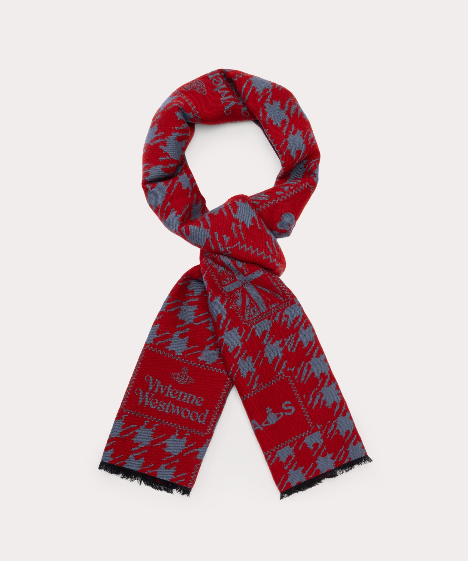 DOGTOOTH BADGE マフラー(レッド系)（メンズ）（1244952025