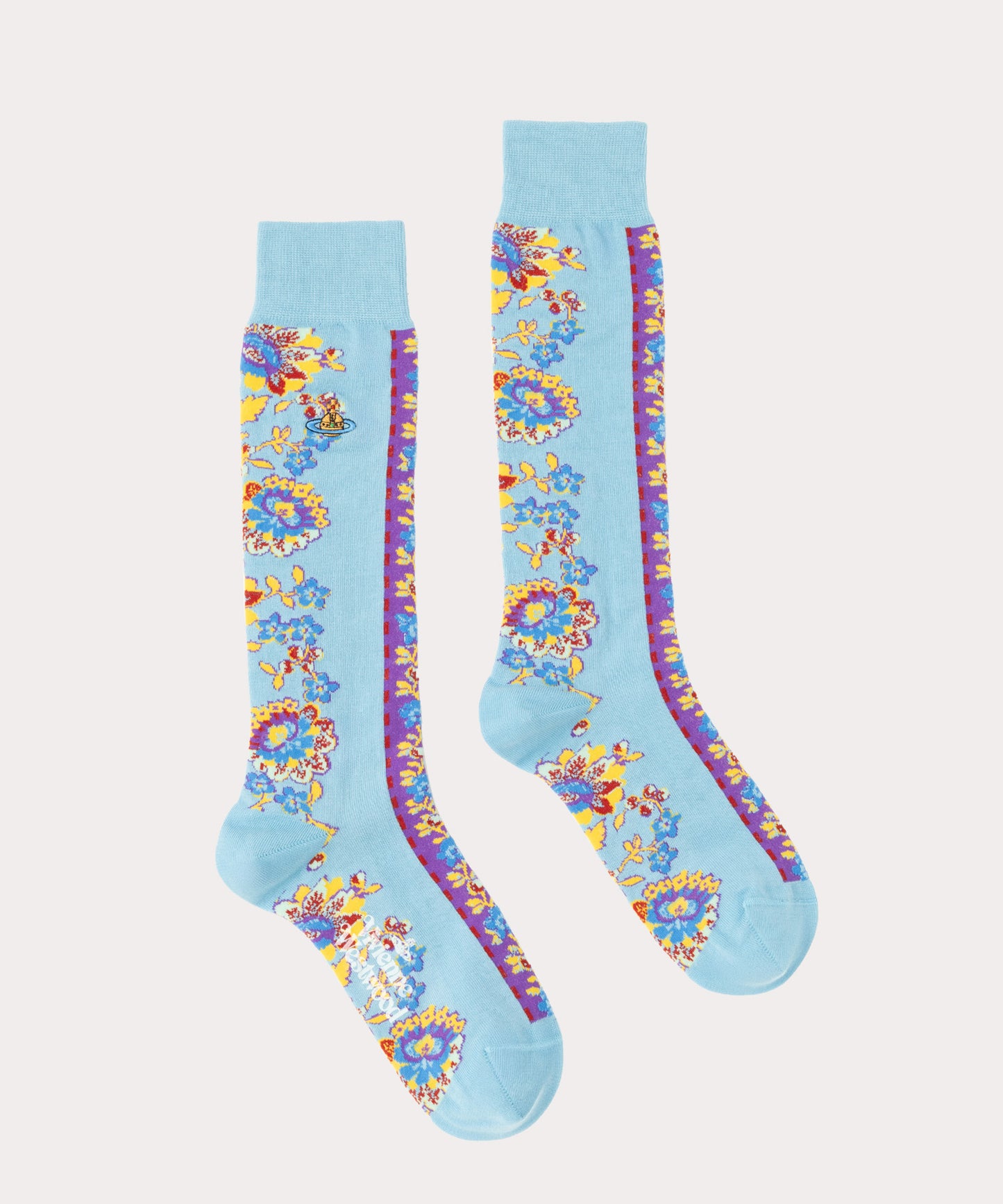 FLOWER STRIPE クルーソックス