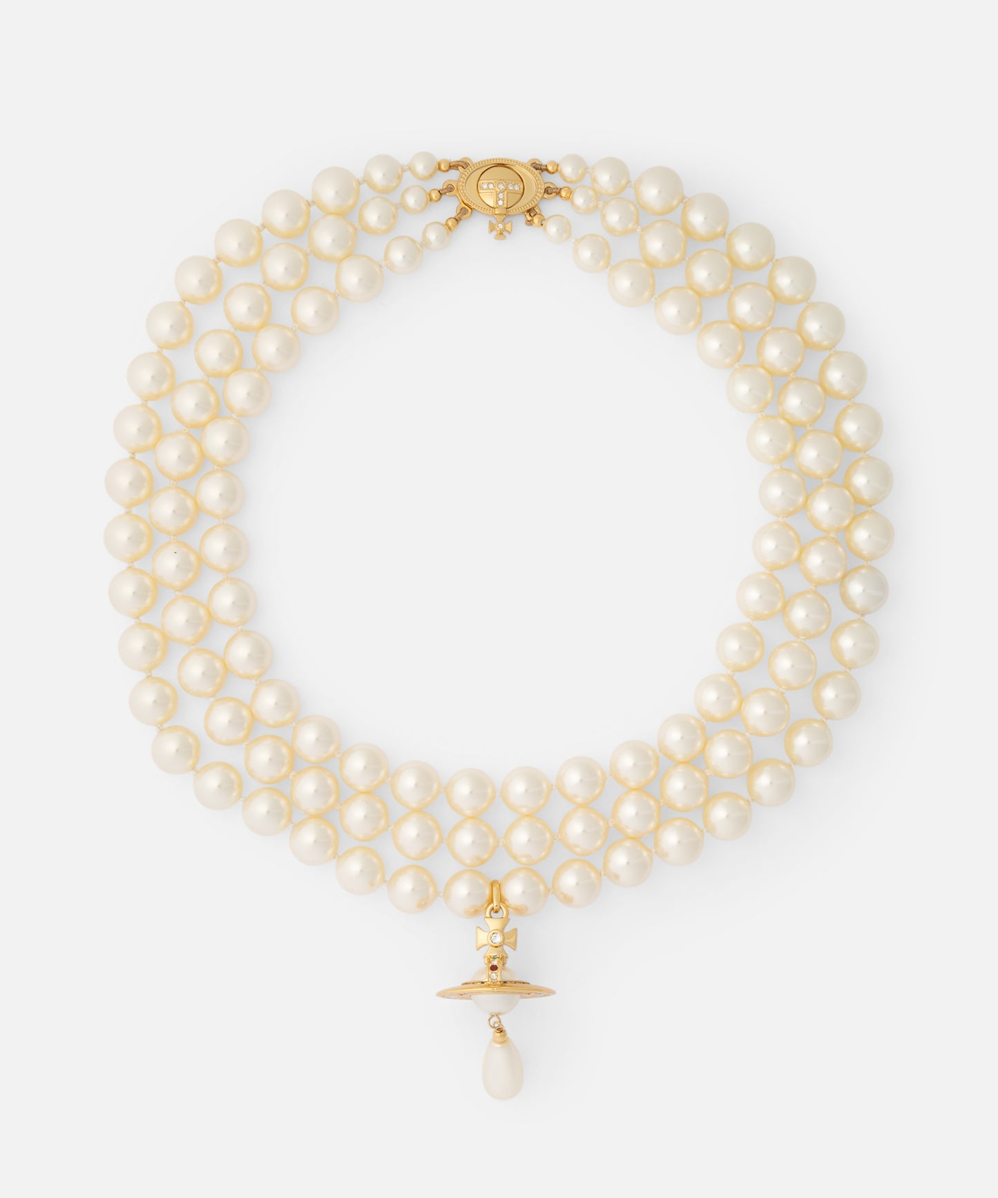 THREE ROW PEARL DROP チョーカー