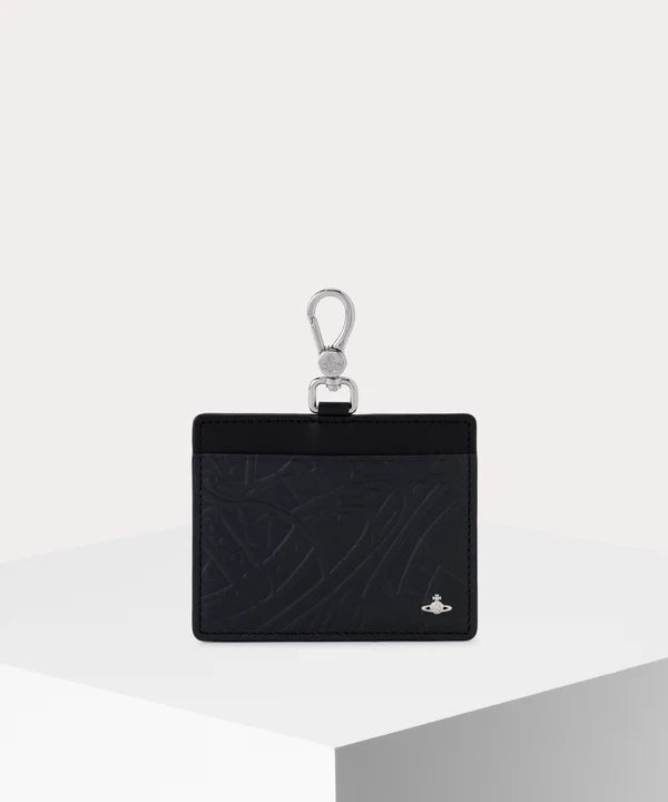 レア【新品】Vivienne Westwood 黒マスク 手描きプリント オーブ TANGLED ORB LEATHER IDケース(ブラック)（メンズ）（1320961053