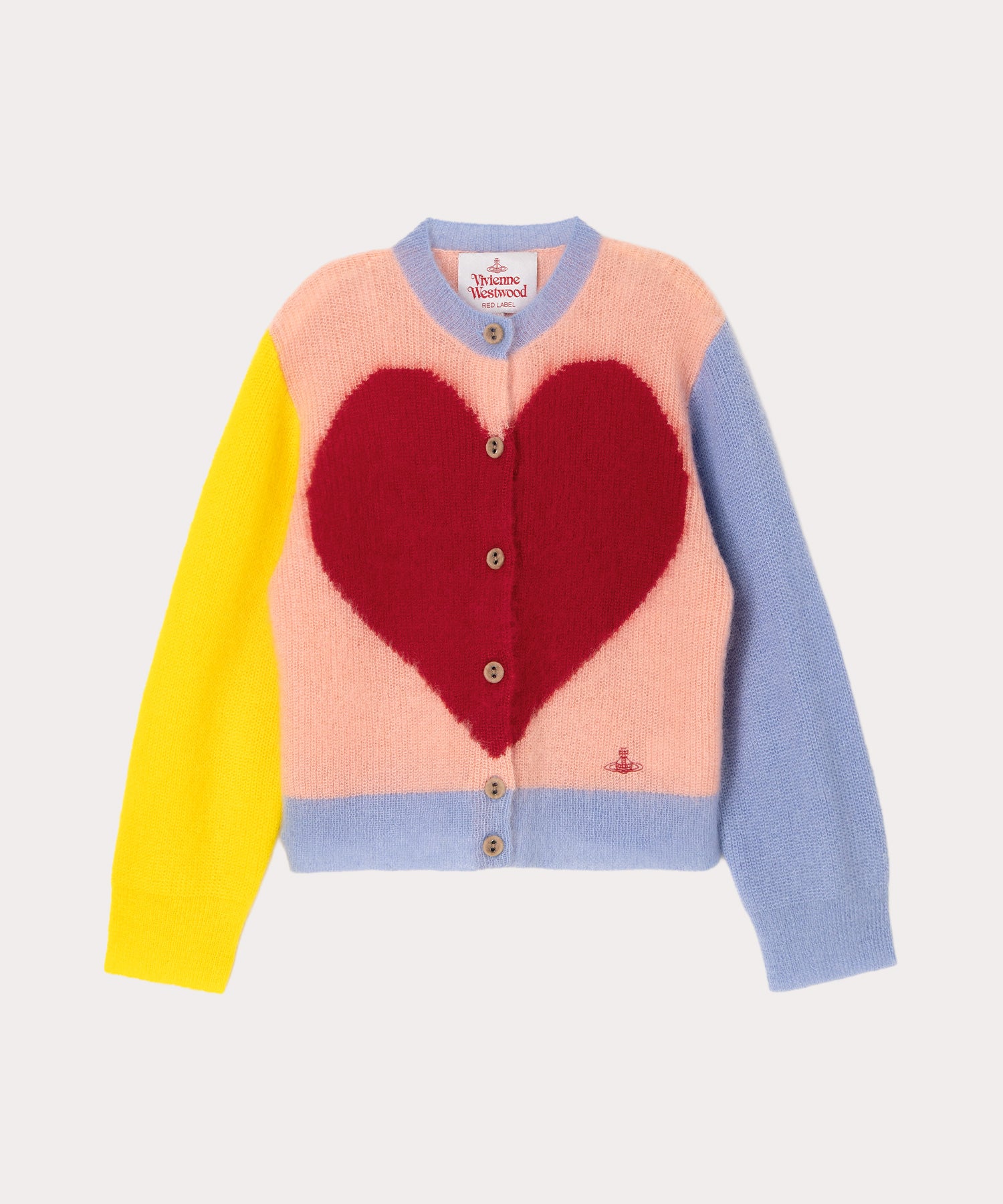 Vivienne Westwood ヴィヴィアン ハート刺繍 カーデ極美品 ハートインターシャ ニットカーディガン(ピンク)（レディース