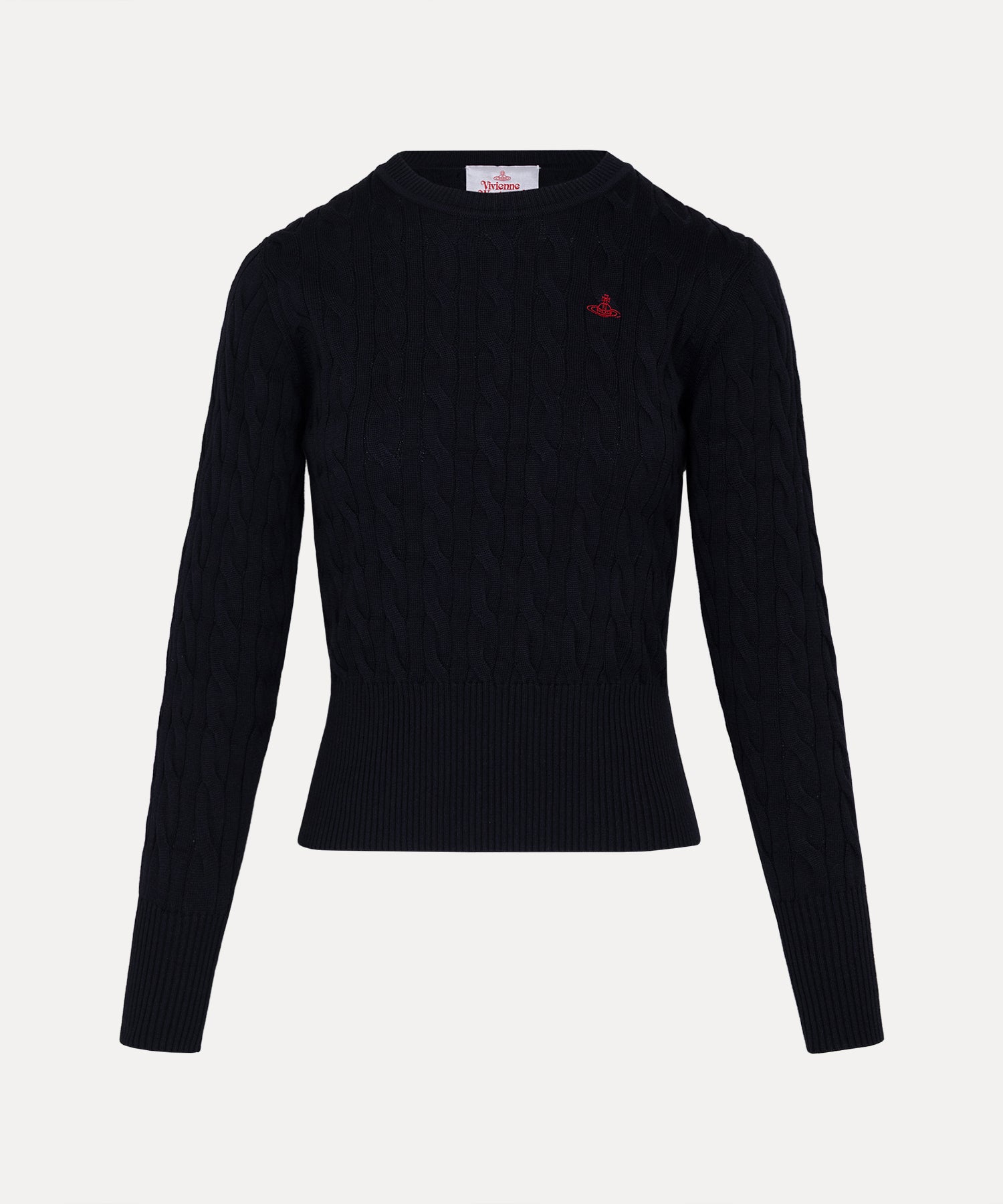 ケーブル クルーネックトップ(ブラック)（レディース）（1612161004