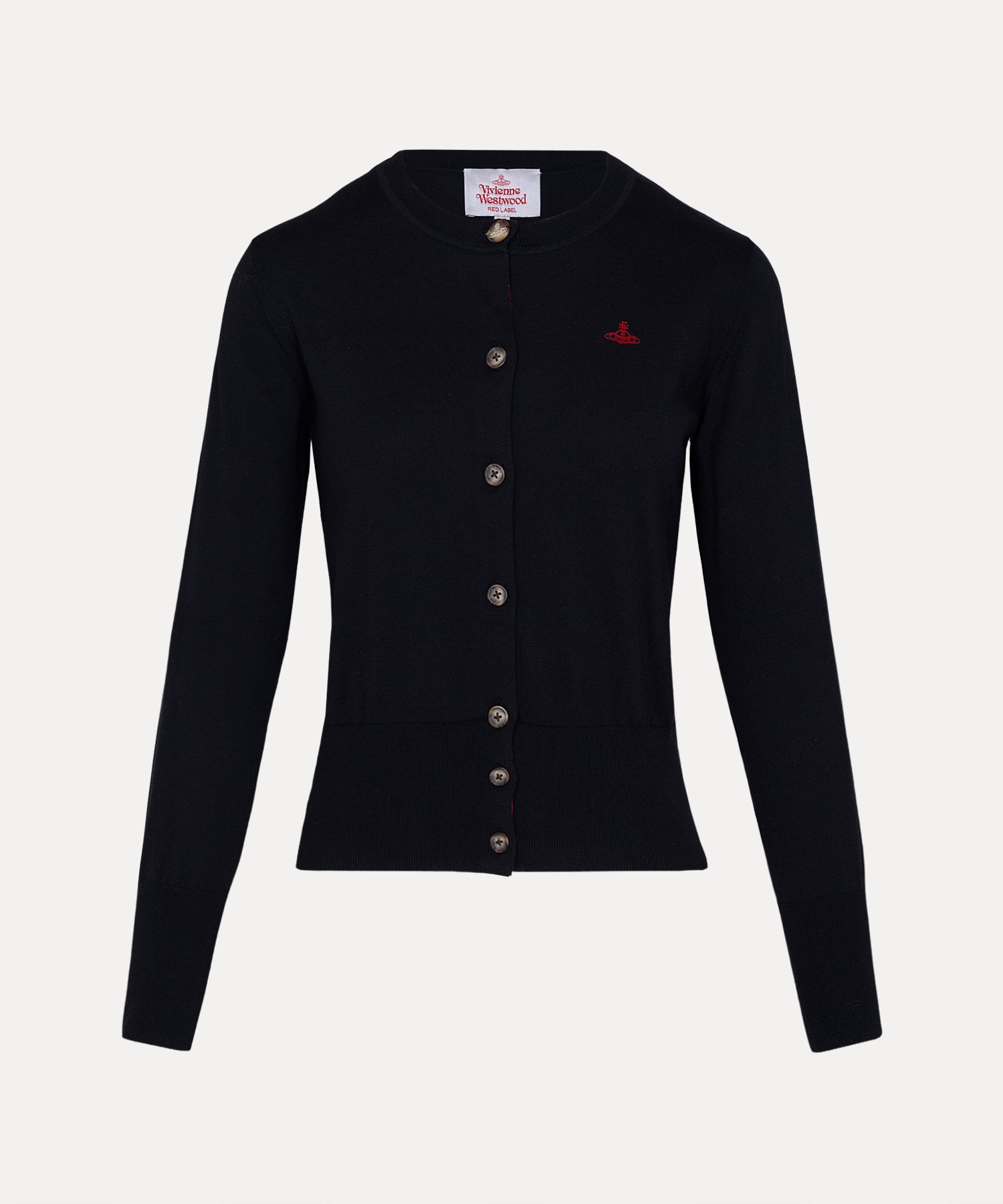 ベーシック クルーネックカーディガン(ブラック)（レディース