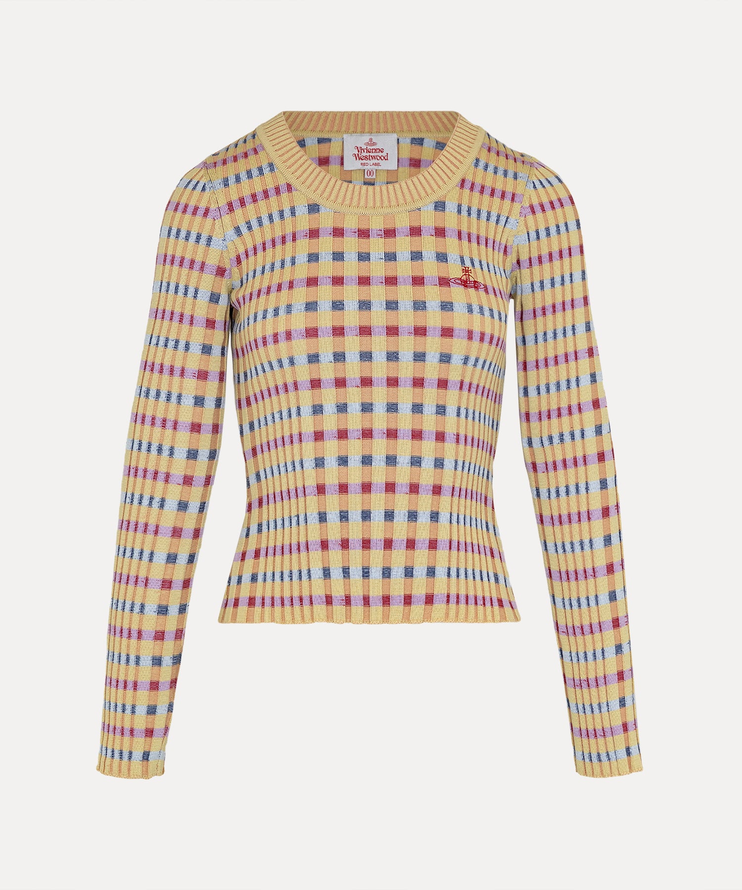 マルチカラーリブニット プルオーバー(イエロー系)（レディース