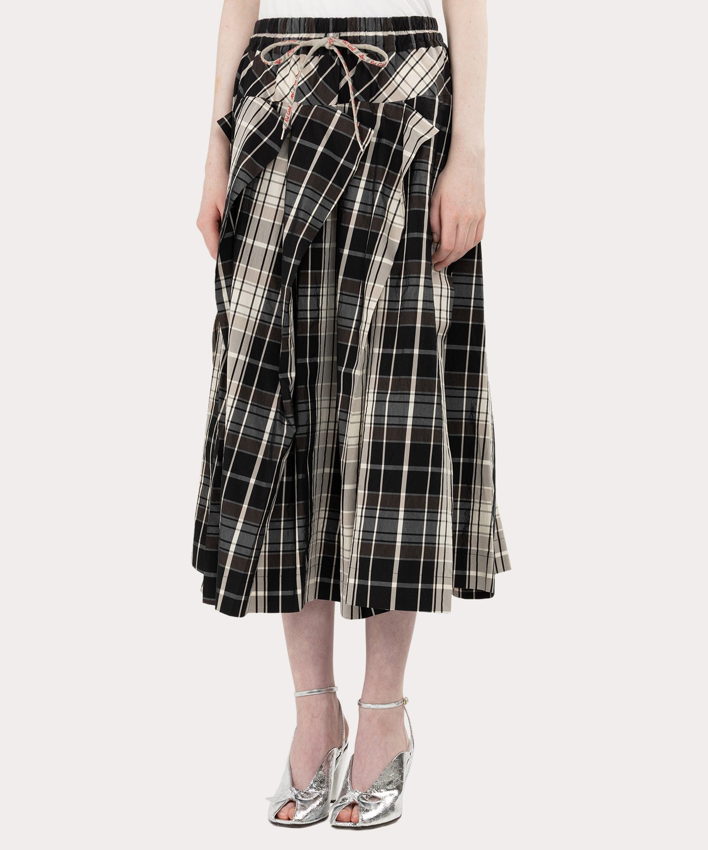 タータンチェック ウエストギャザーモッズスカート