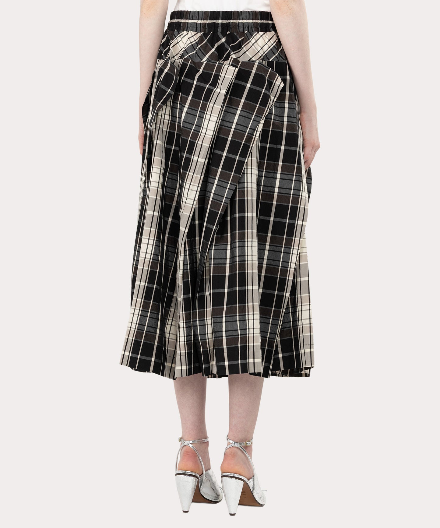 タータンチェック ウエストギャザーモッズスカート