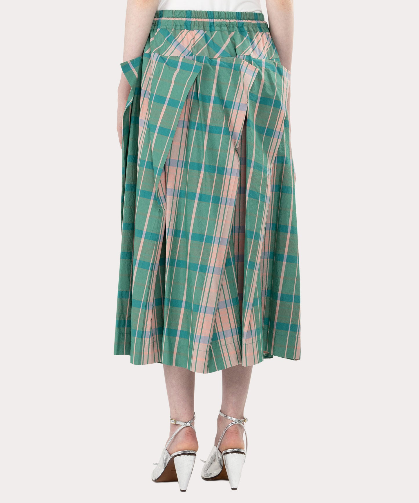 タータンチェック ウエストギャザーモッズスカート