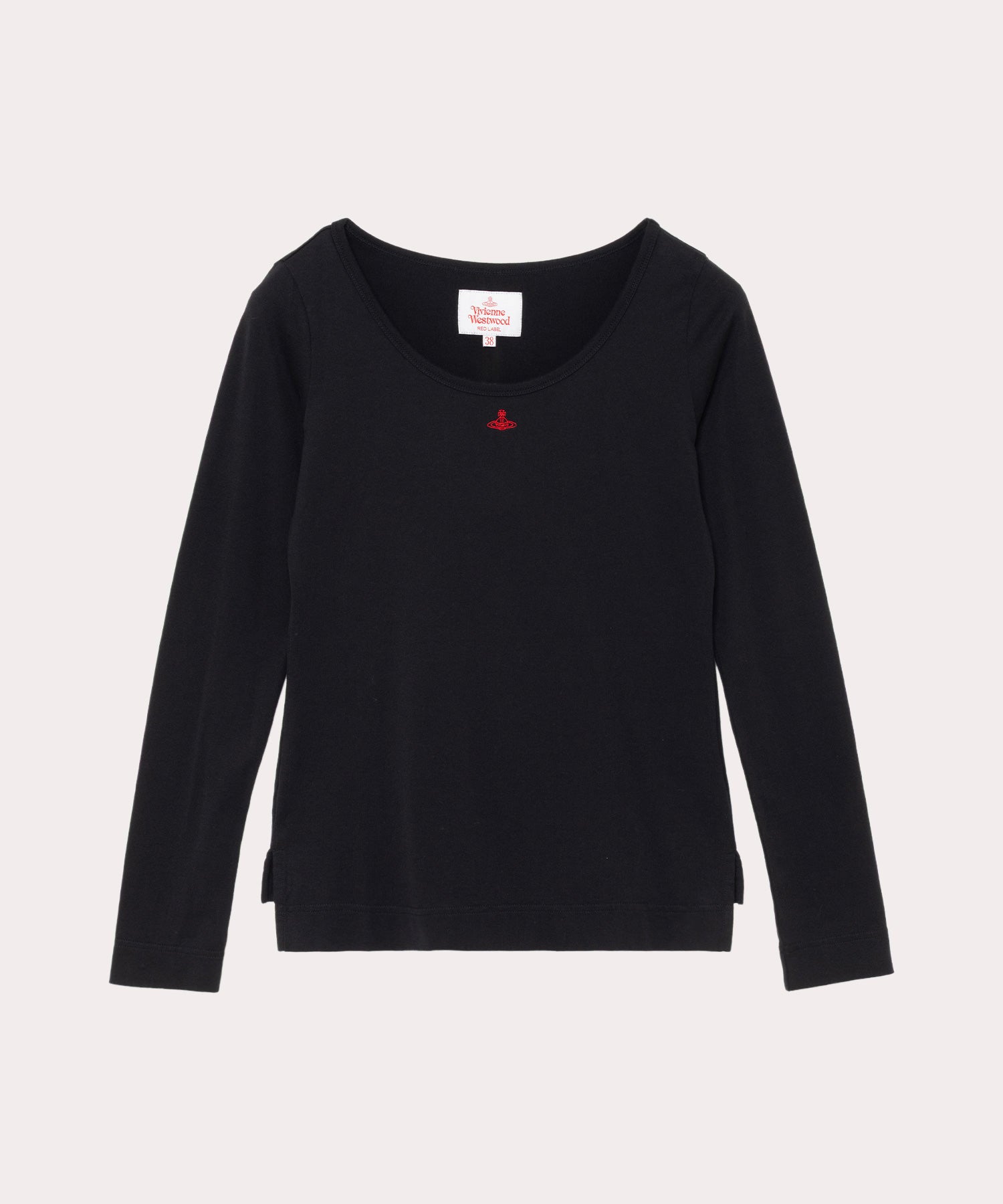 ベーシック ラウンドネック 長袖Tシャツ(ブラック)（レディース