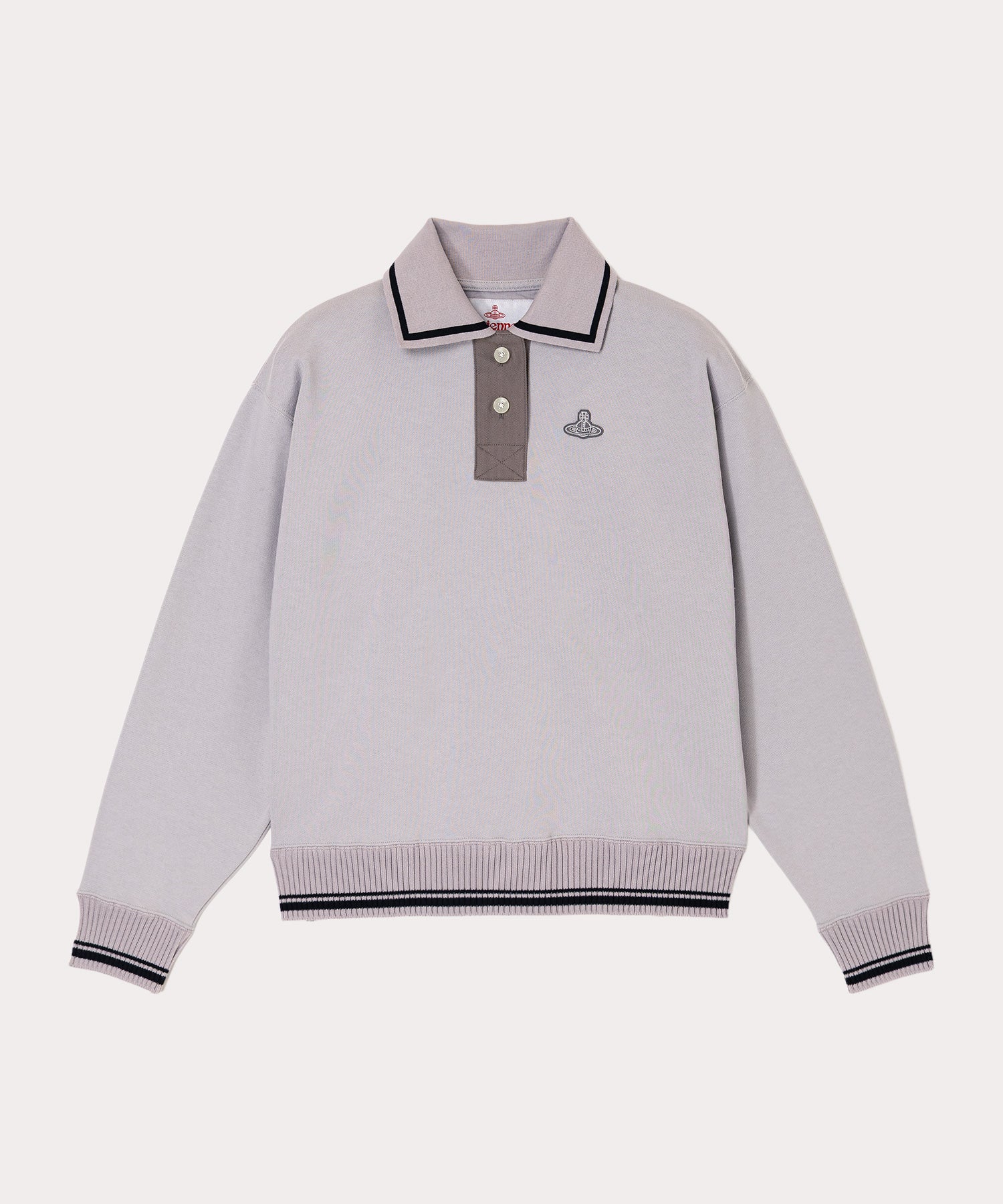 オーガニックBD裏毛 ポロ衿トップ(ライトグレー)（レディース