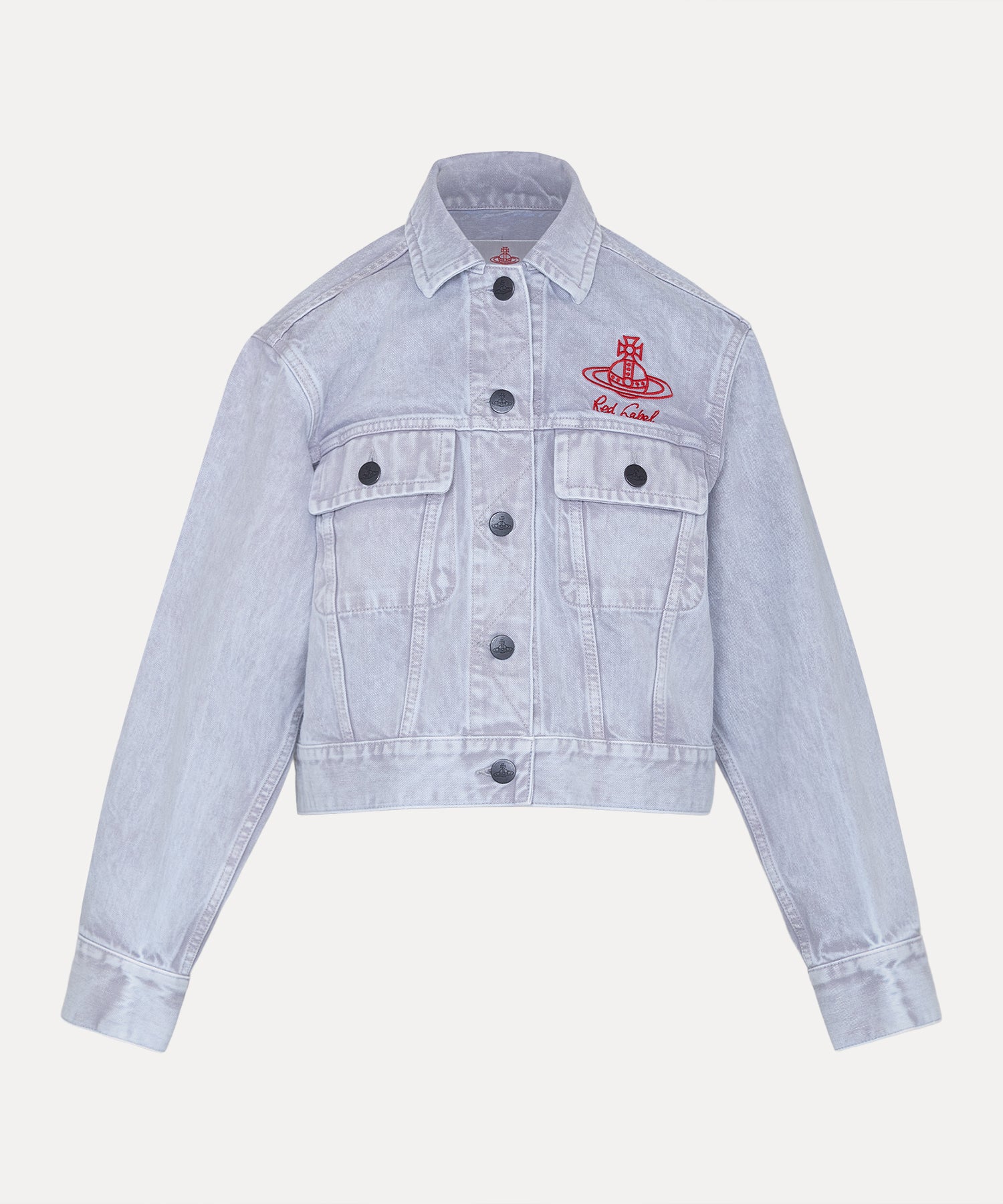 ケミカルカラーデニム ジャケット(ライトグレー)（レディース
