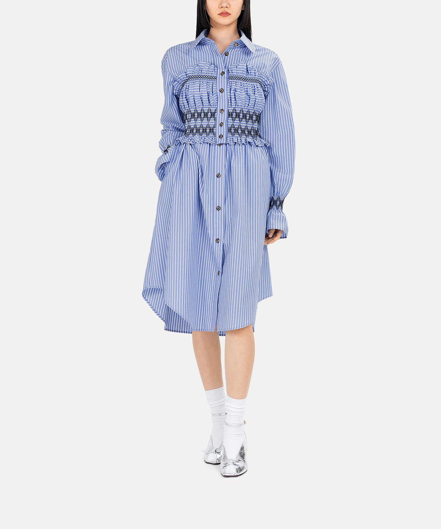 Shirred Shirt ビスチェ付きワンピース