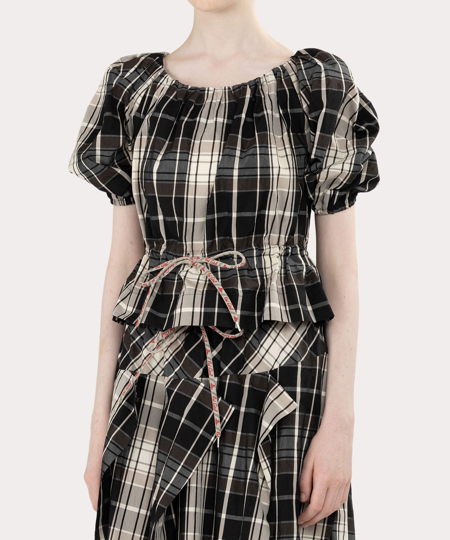 コットンシルクタータンチェックトップ