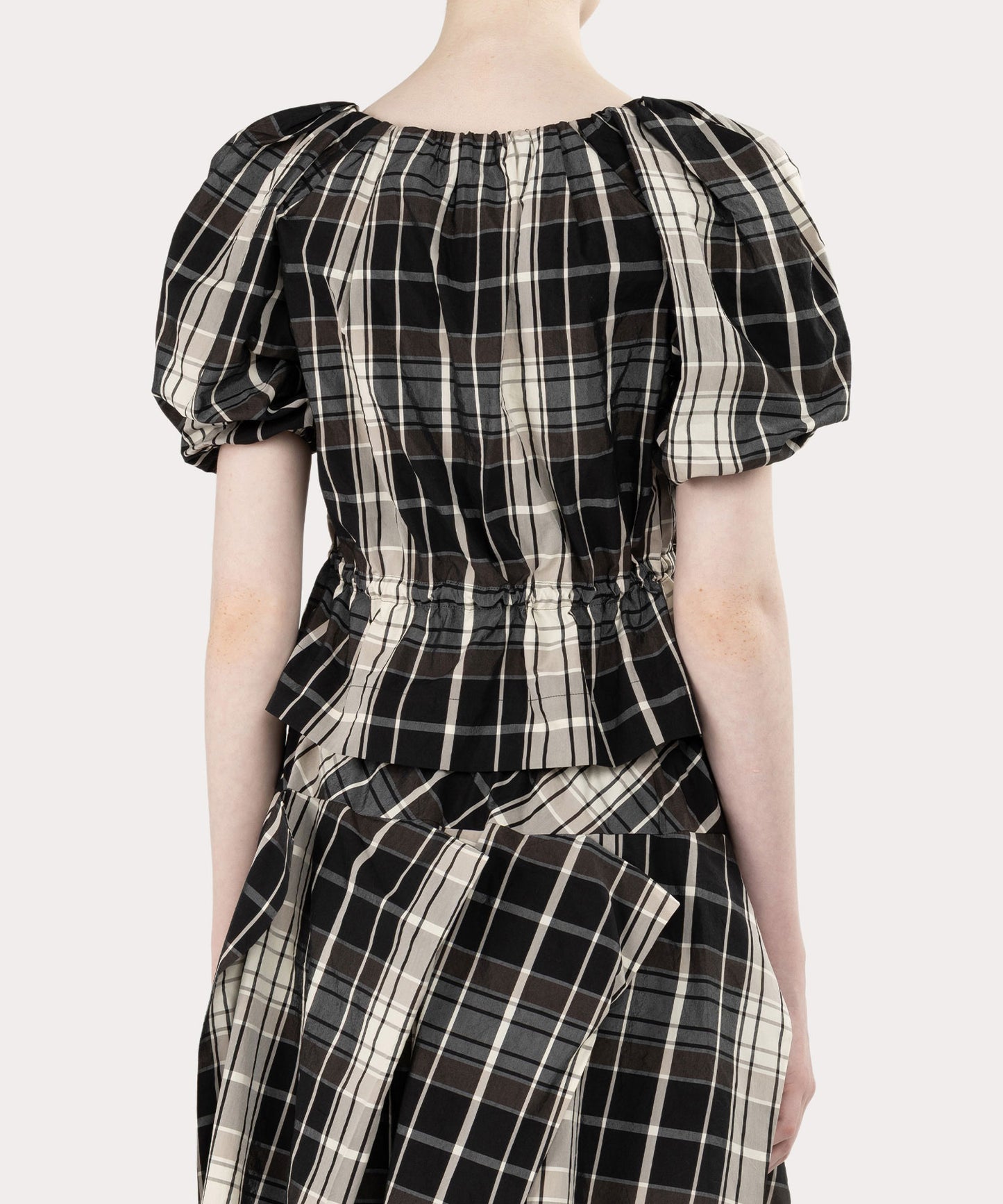 コットンシルクタータンチェックトップ