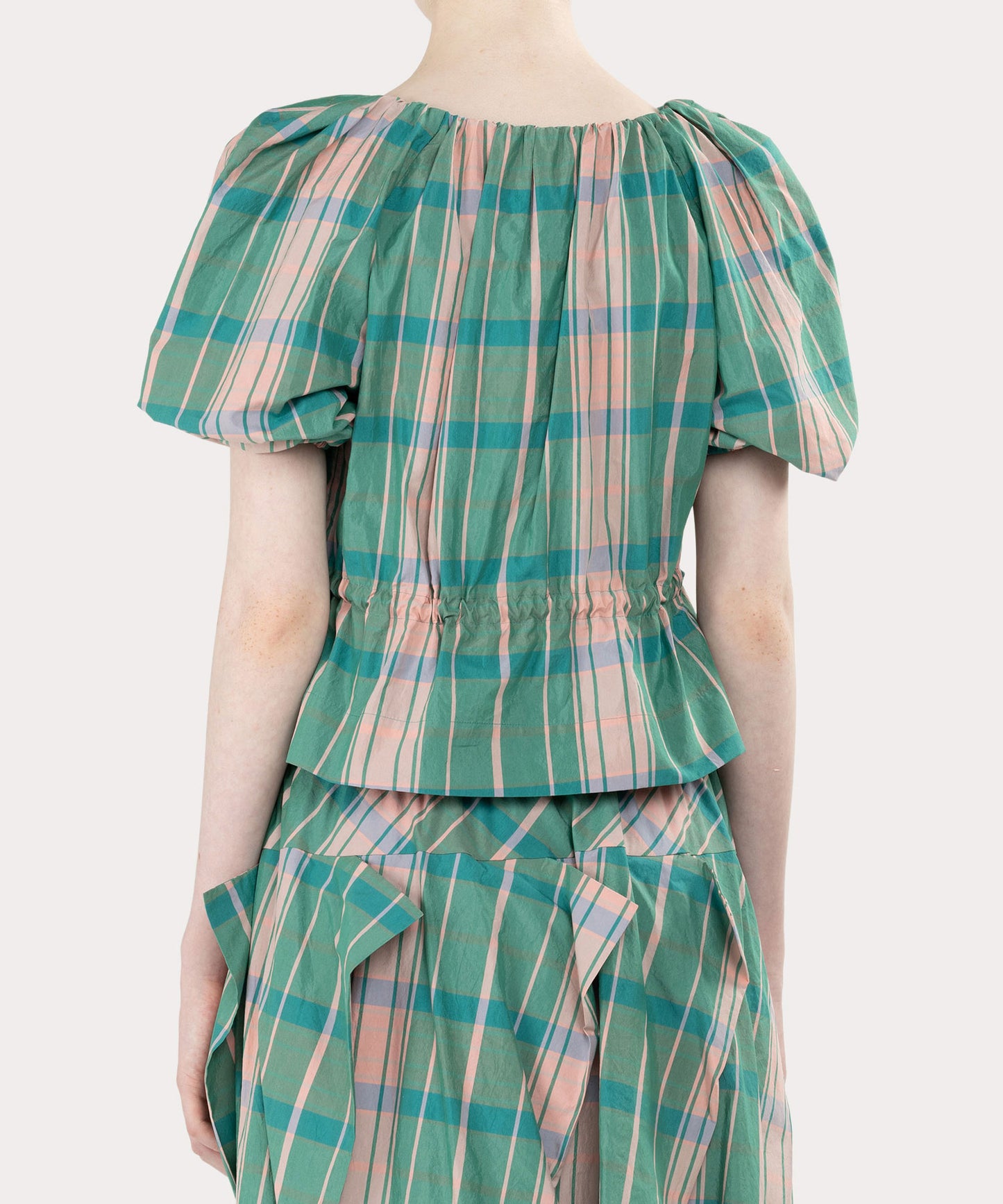 コットンシルクタータンチェックトップ