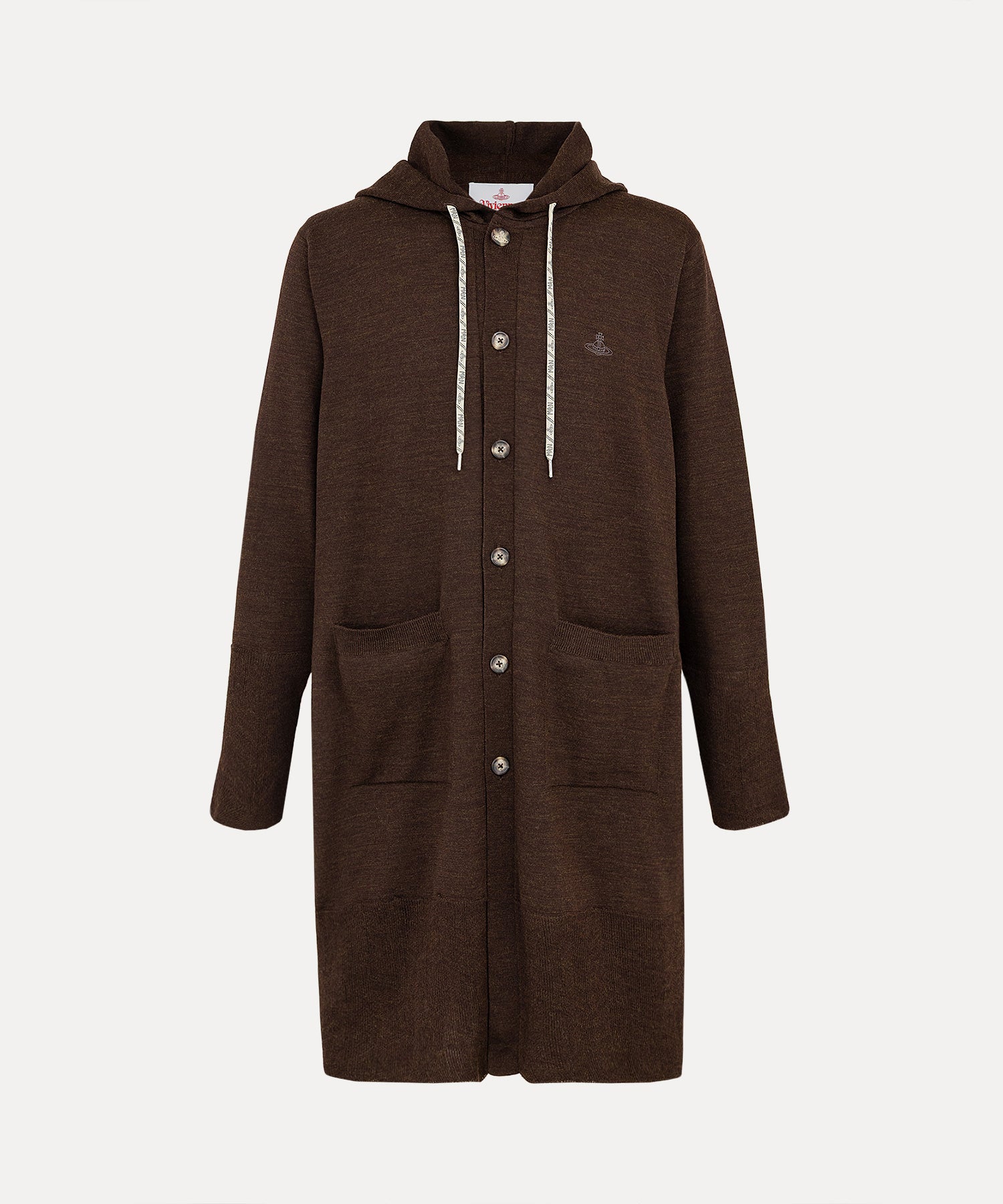 新品 Vivienne Westwood ロング カーディガン オーバーサイズ リブステッチ ロング フードカーディガン(ブラウン)（メンズ