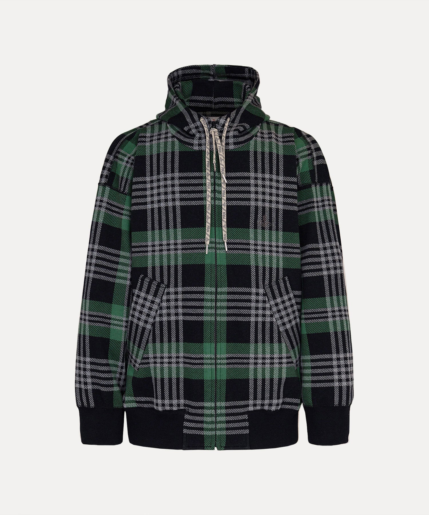 チェックジャカード ジップパーカー(カーキ系)（メンズ）（1632361006