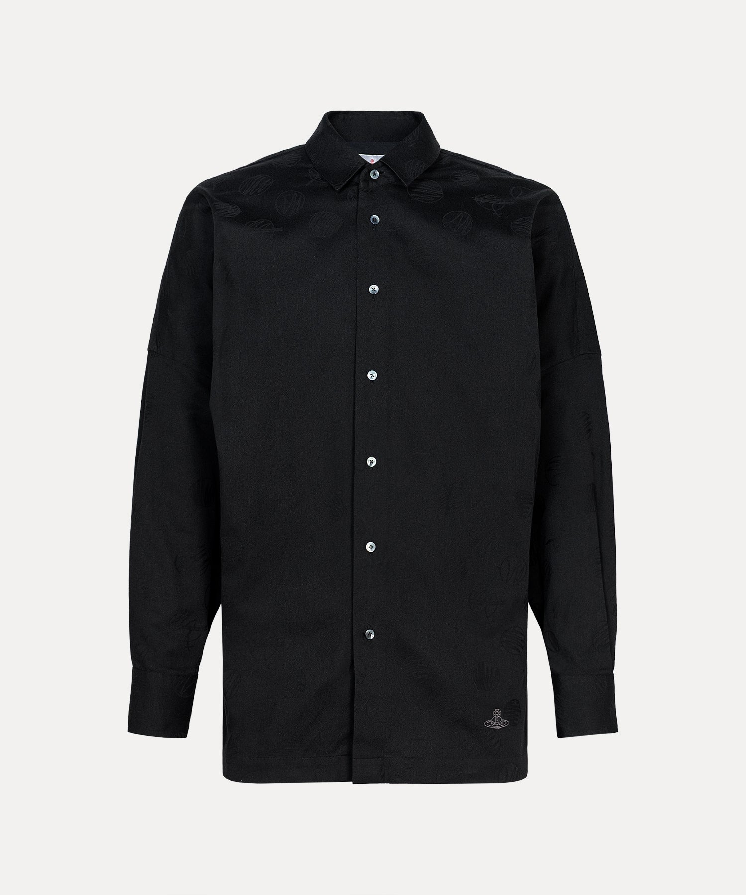 SCRIBBLE DOTS JACQUARD ドルマンスリーブシャツ(ブラック)（メンズ