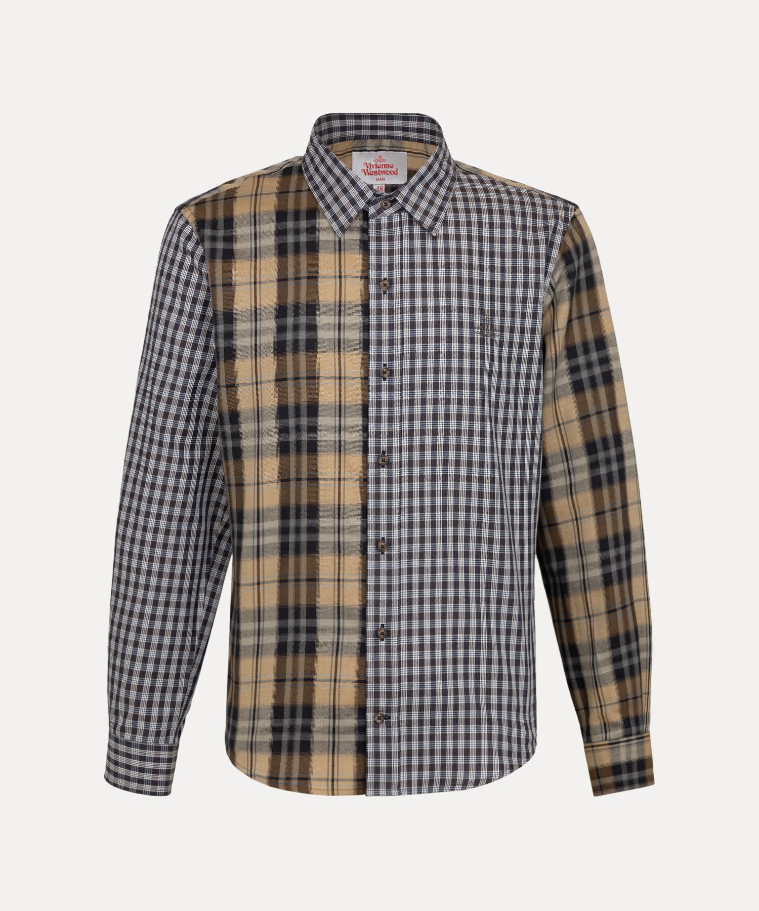 ミックスチェック クラシックシャツ(ブラック)（メンズ）（1632861018