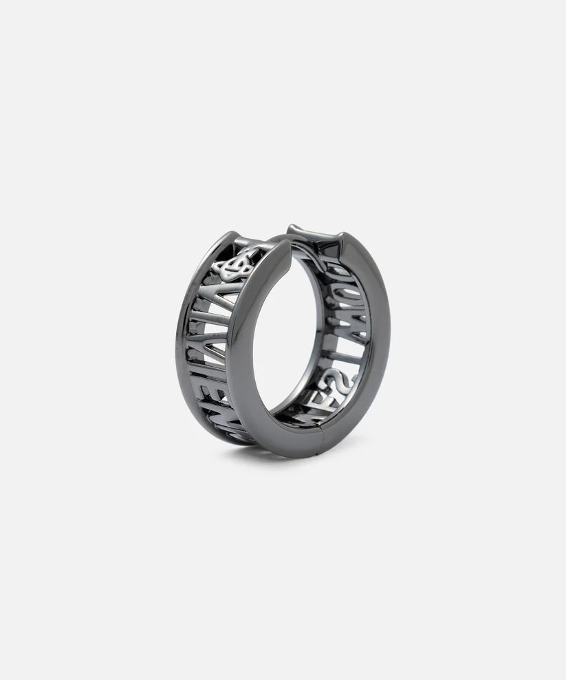 MAN WESTMINSTER シングルフープピアス(ブラック)（メンズ