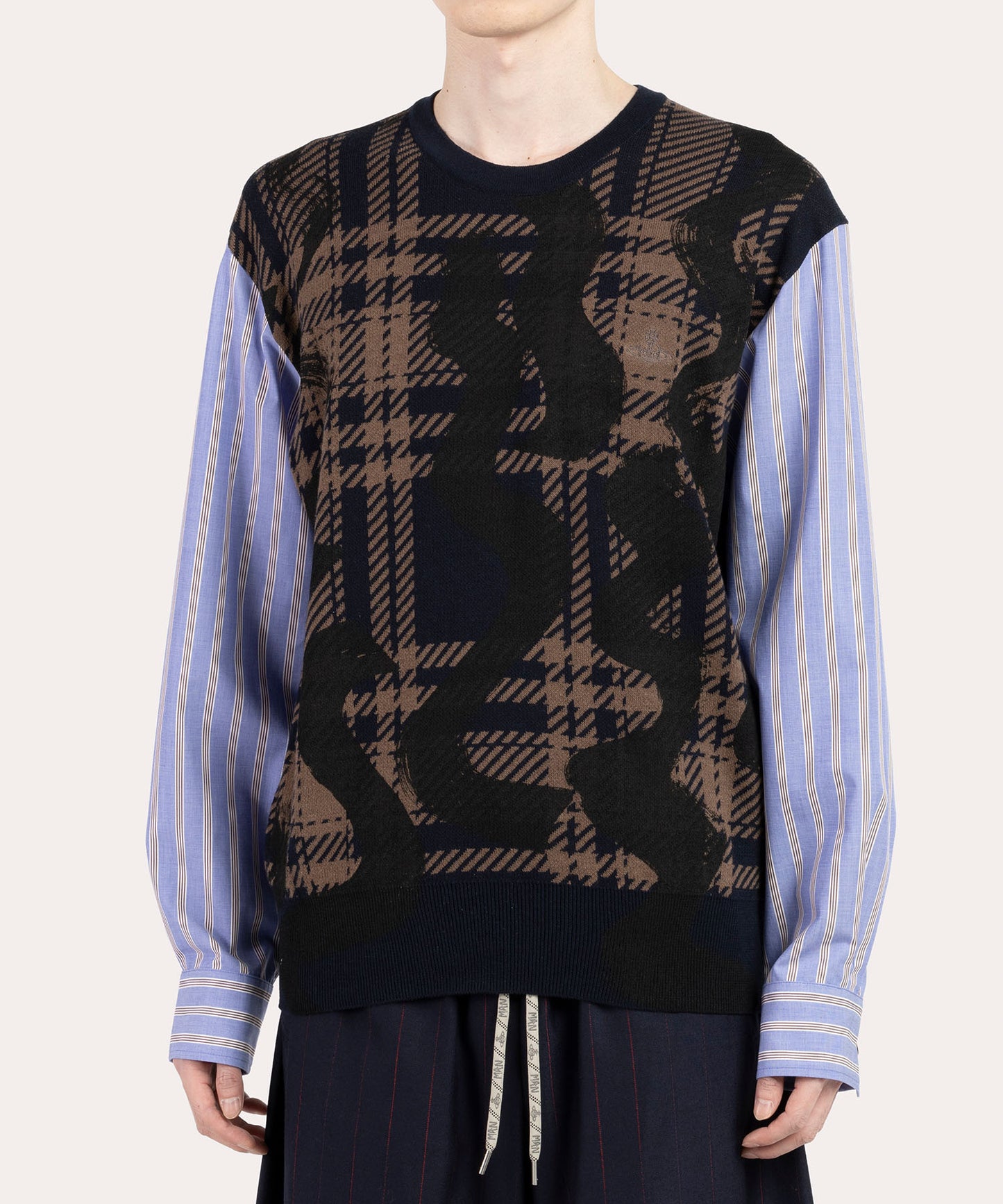 VIVIENNE’S SQUIGGLE+BLUE TARTAN ニットシャーリング