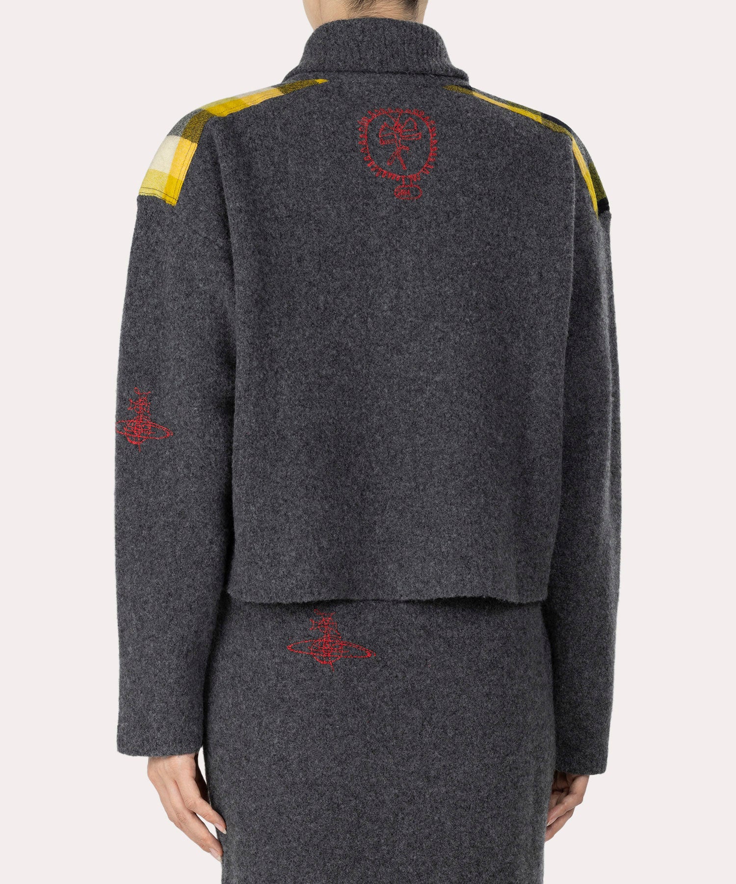 LOGO ジップアップニット(グレー)（レディース）（1210152051