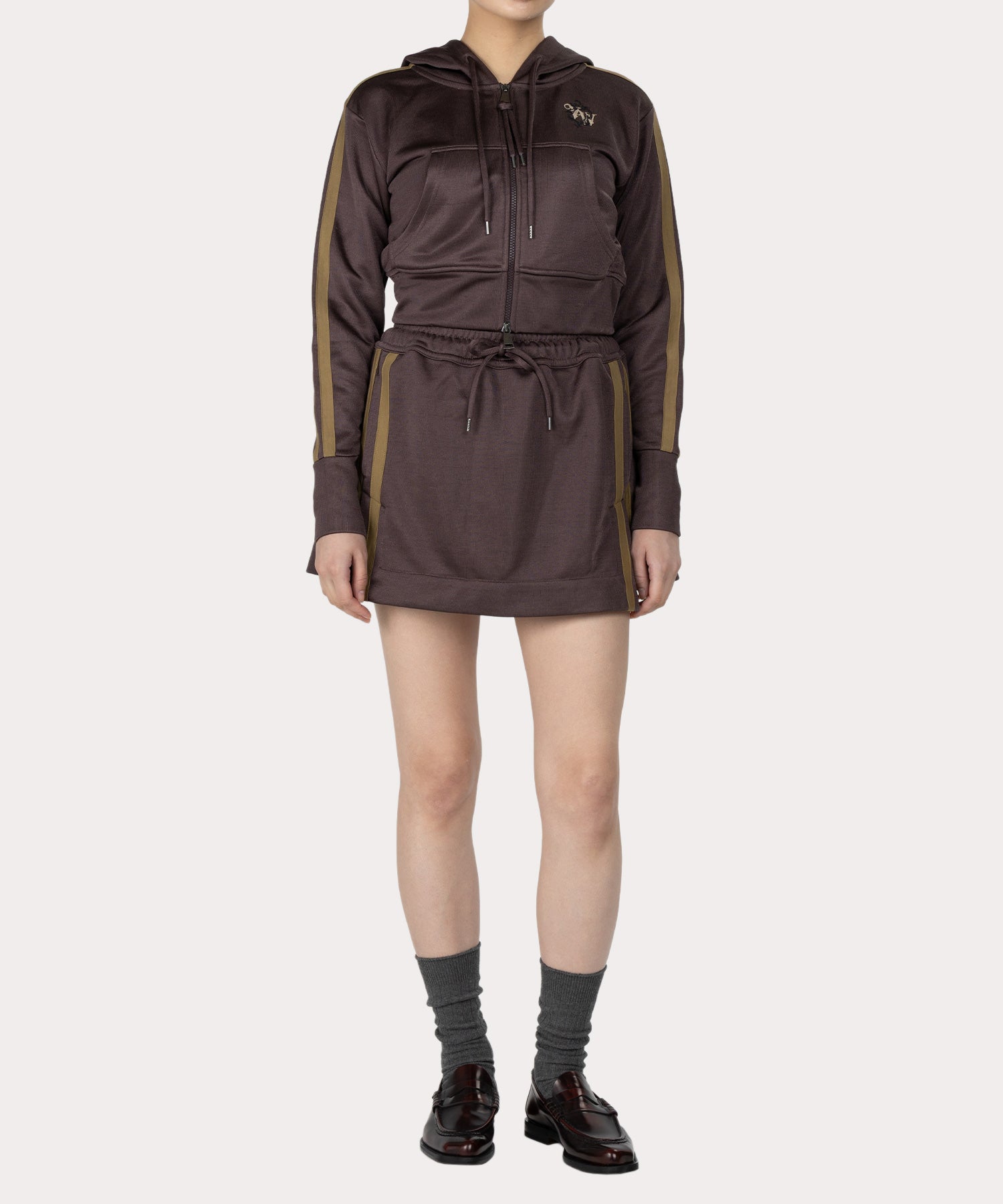 STRIPED CHEERLEADER スカート(ブラウン)（レディース）（1210252033