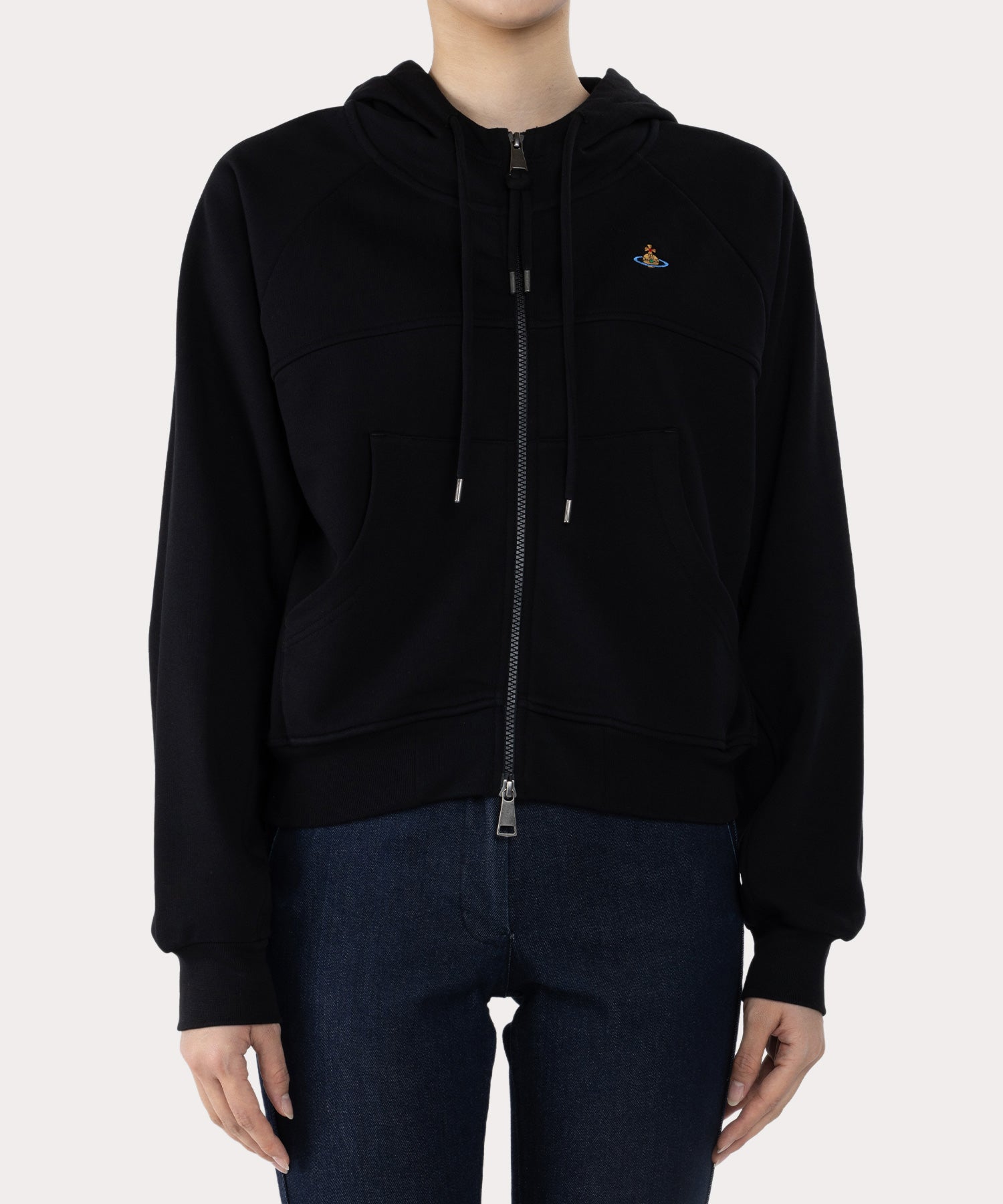 CROPPED RAGLAN ZIPフーディー(ブラック)（レディース）（1210352017