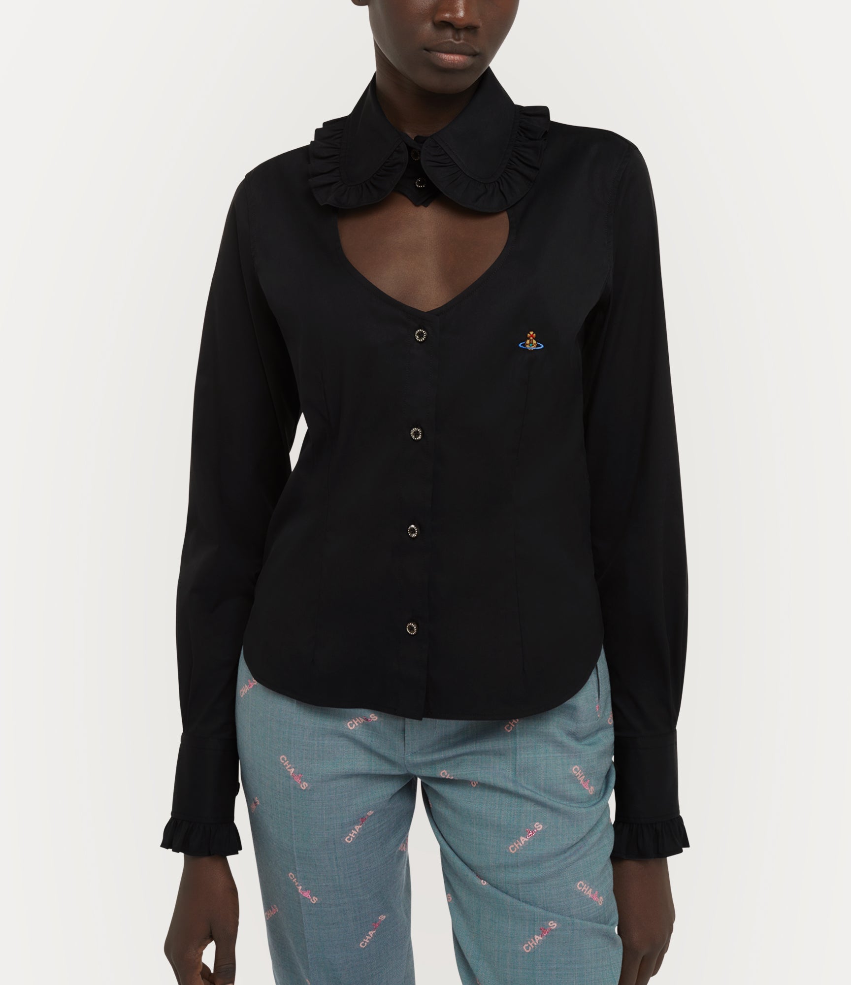 TOULOUSE FRILL シャツ(ブラック)（レディース）（1210852051