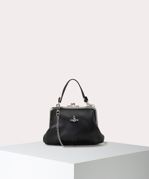 新品 正規品!!  NAPPA 口金ミニショルダーバッグ(ブラック GRANNY LEATHER バッグ