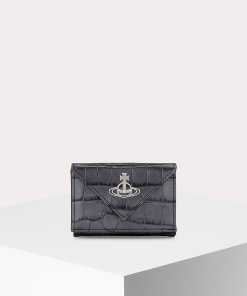 SAFFIANO 三つ折りミニ財布(ブラック)（レディース