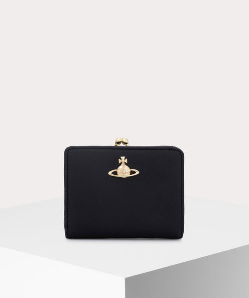 vivienne westwood エンボス 折り財布 レザー ロゴ型押し 黒