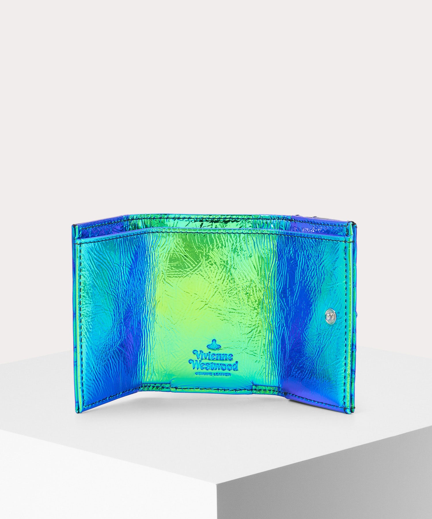 IRIDESCENT CROC ENVELOPE 三つ折りミニ財布(PEACOCK
