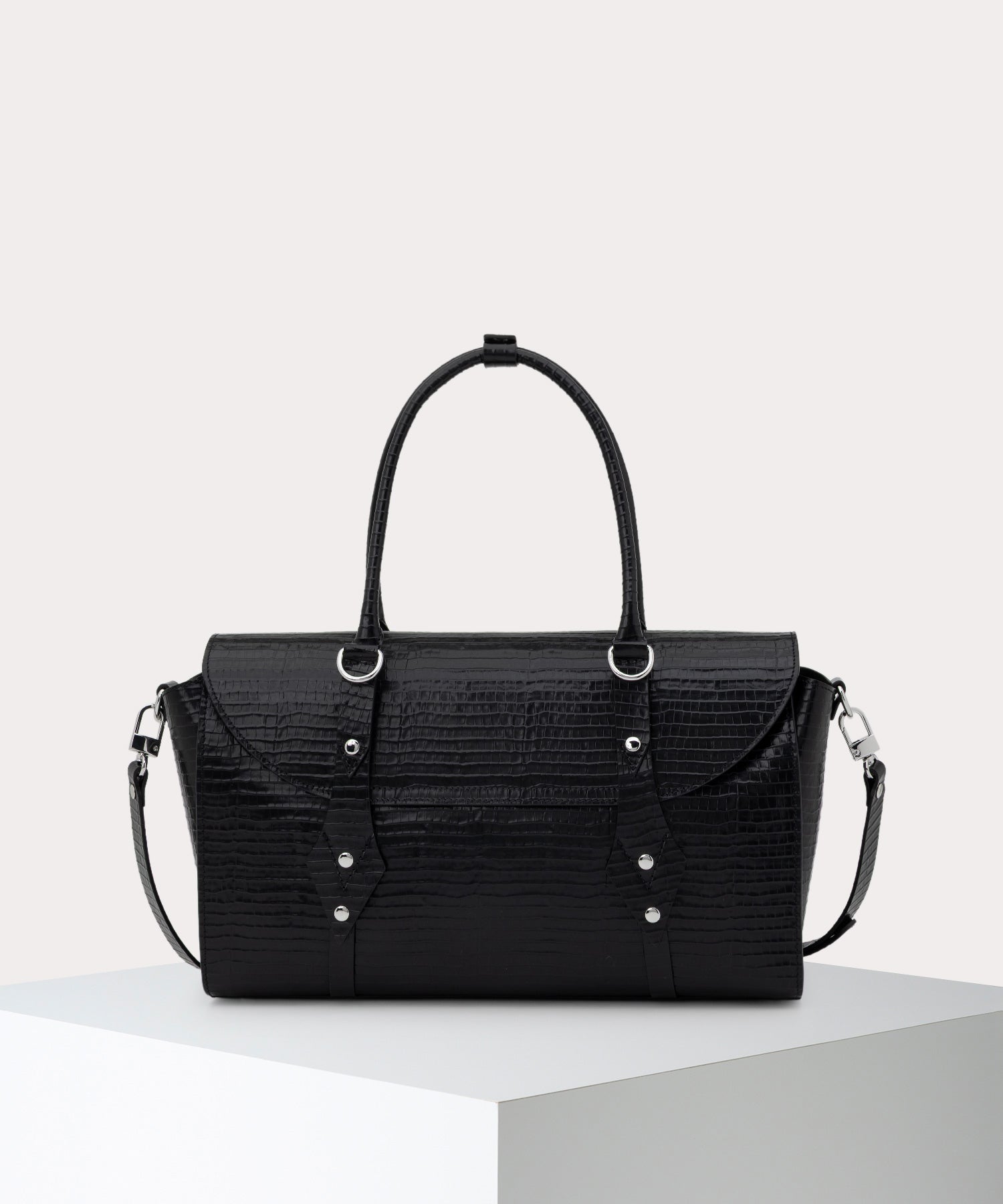 MINI CROC EMBOSSED BETTINA ハンドバッグM(ブラック)（メンズ