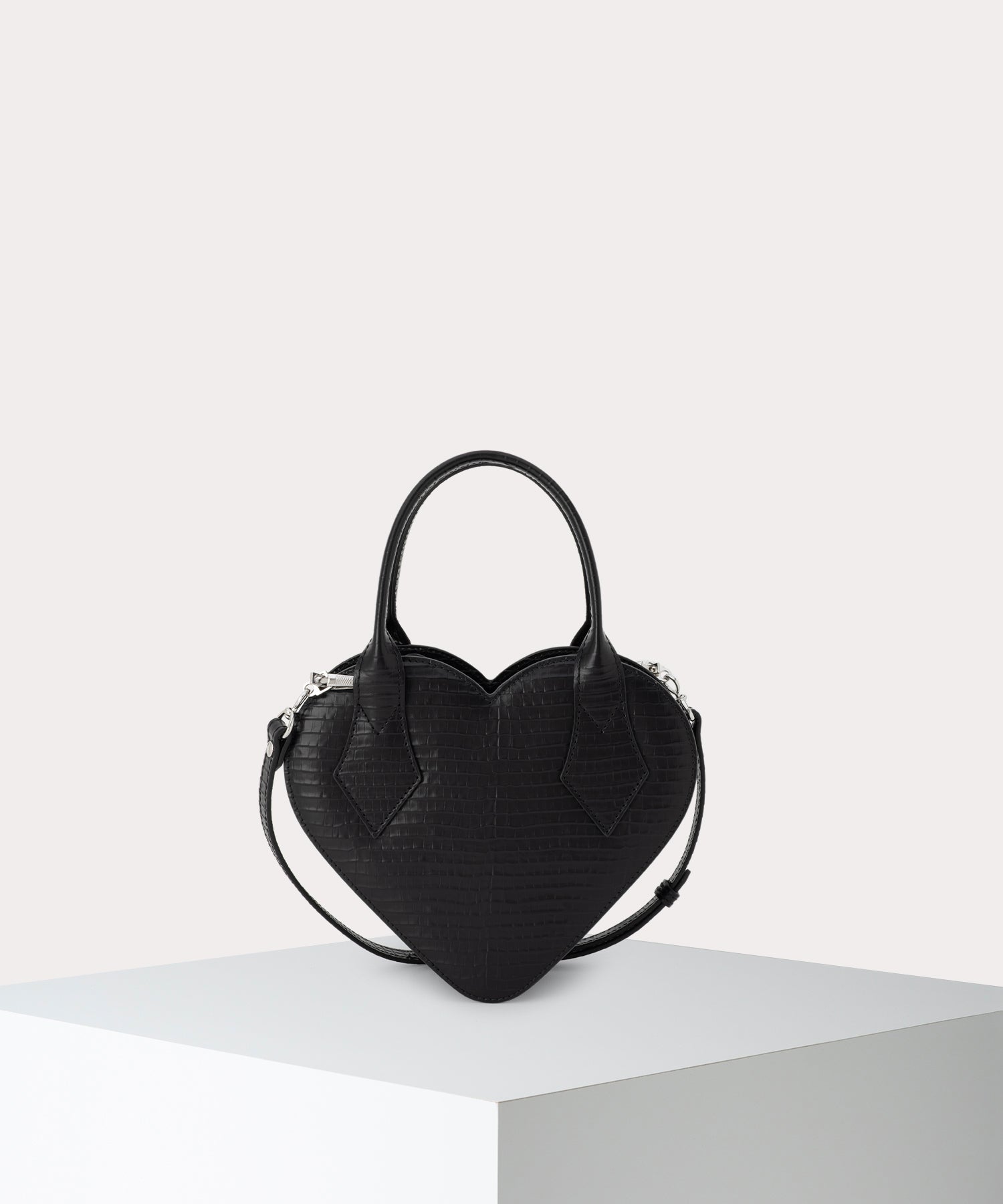 MINI CROC EMBOSSED JOSEPHINE HEART ショルダーバッグ(ブラック