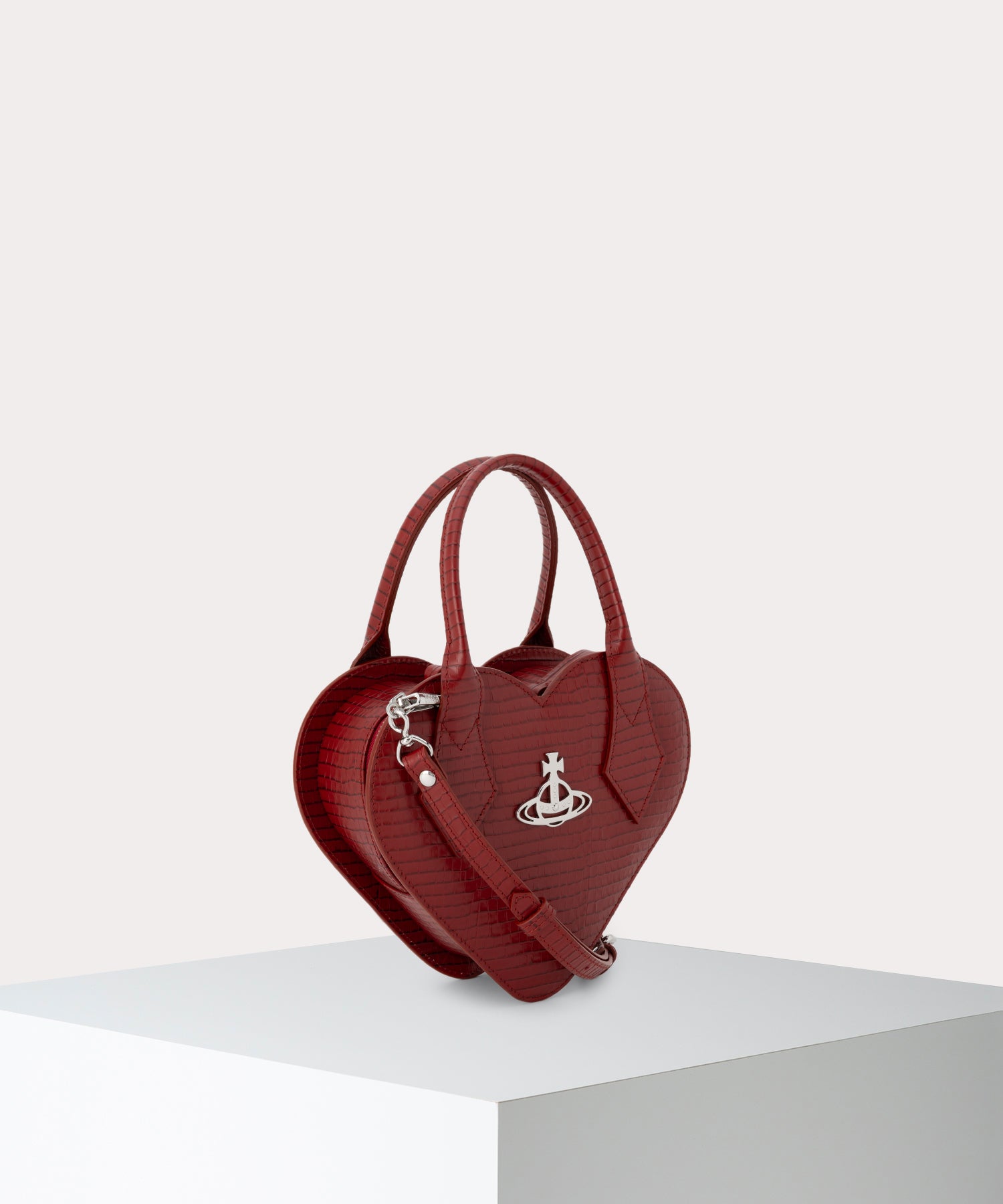【美品】Just 2 Heart ハート柄 ハンドバッグ Just 2 Heart ハート柄 ハンドバッグ グレー&レッド レディース