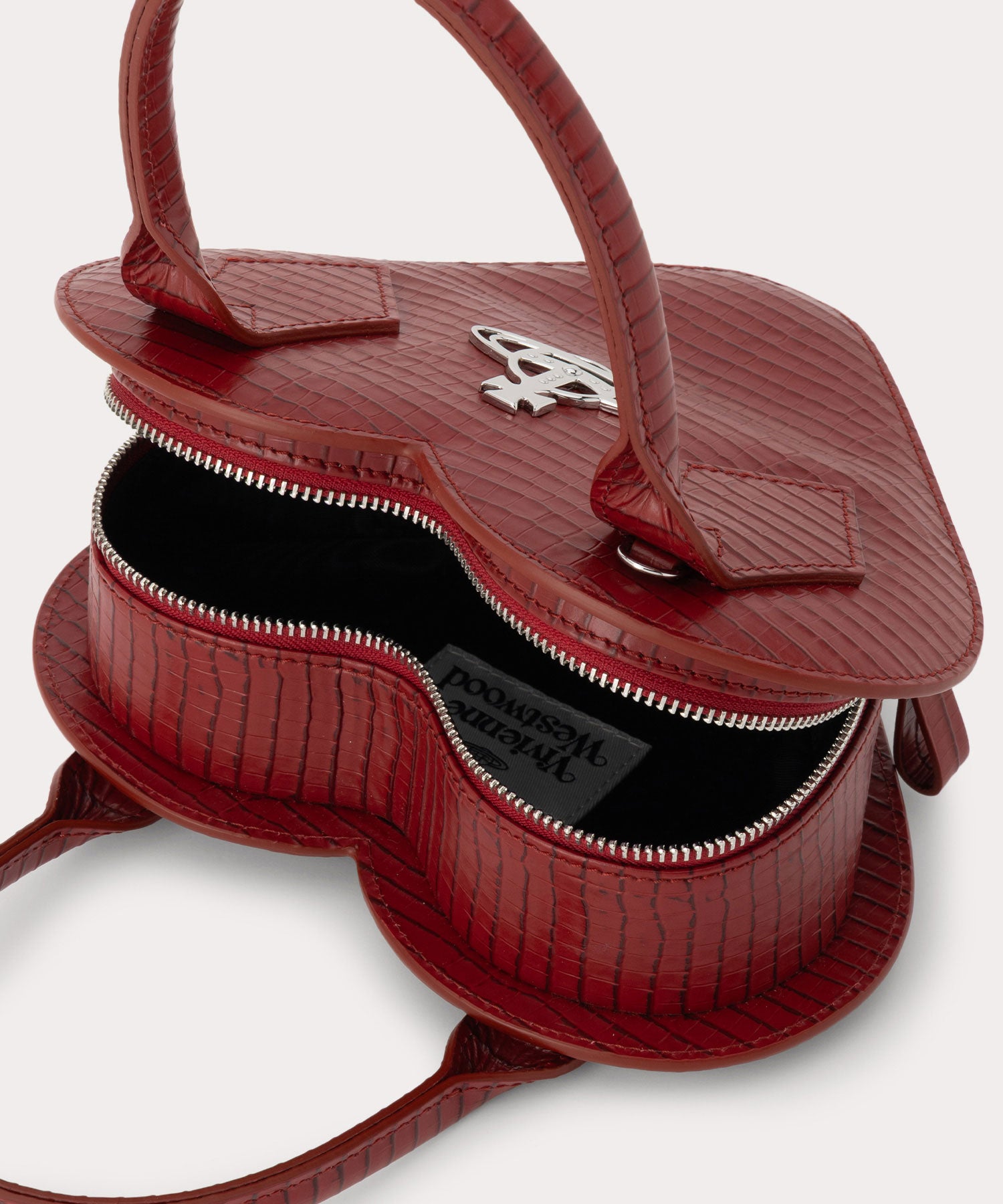 MINI CROC EMBOSSED JOSEPHINE HEART ショルダーバッグ(レッド