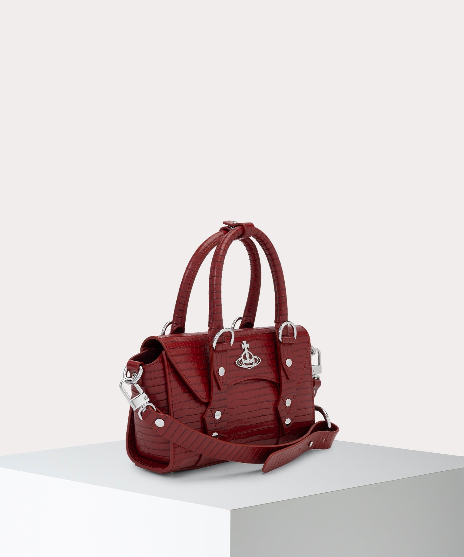 MINI CROC EMBOSSED BETTINA ミニショルダーバッグ(レッド)（メンズ