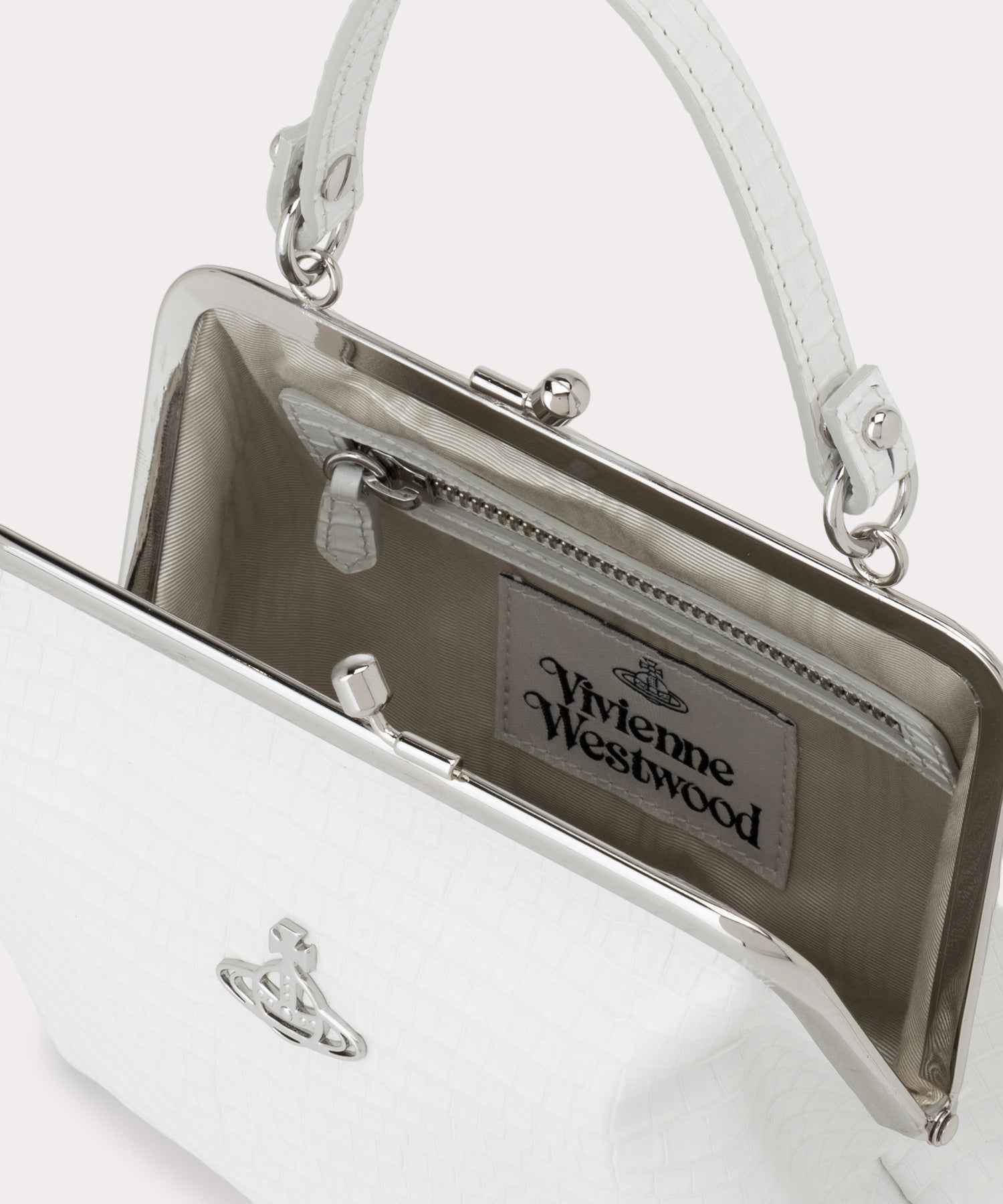 小物 Vivian MINI CROC EMBOSSED GRANNY 口金ショルダーバッグ(レッド