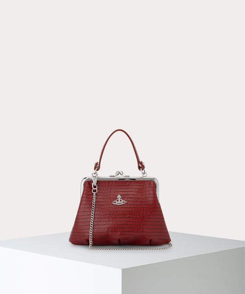 MINI CROC EMBOSSED GRANNY 口金ショルダーバッグ(レッド