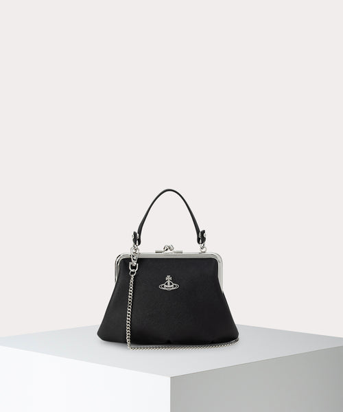 SAFFIANO PLAIN GRANNY 口金ショルダーバッグ(ブラック)（メンズ