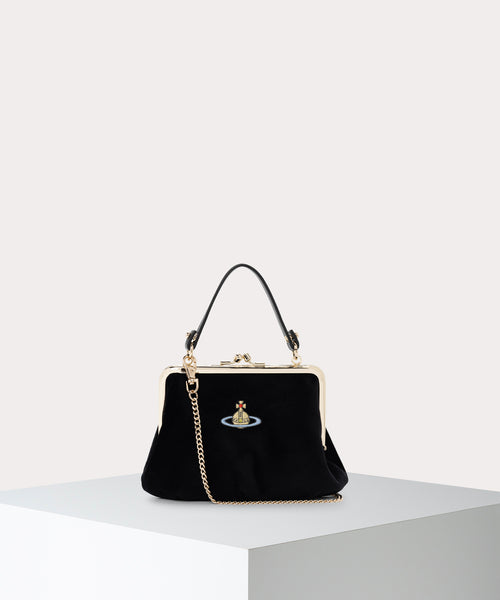 VIVIENNE TAM ゴールド クラッチバッグ ネックレス　保存袋付き VELVET GRANNY 口金ショルダーバッグ(ブラック)（メンズ