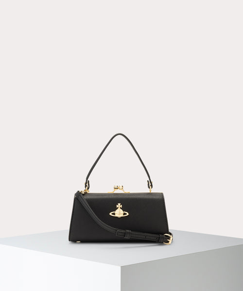 SAFFIANO PLAIN DOLL 口金ショルダーバッグXL(ブラック)（メンズ