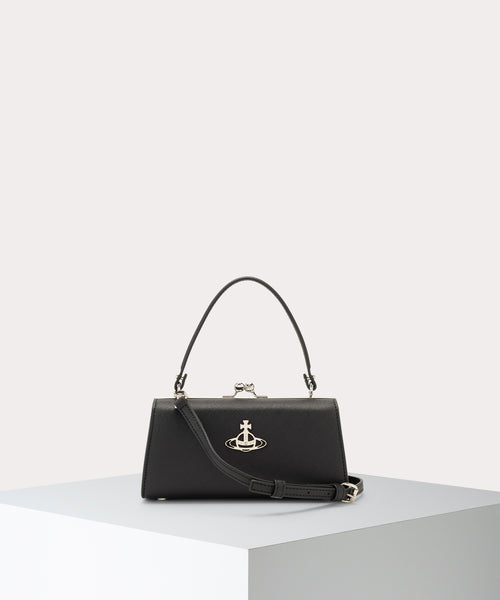 SAFFIANO PLAIN DOLL 口金ショルダーバッグXL(ブラック)（メンズ